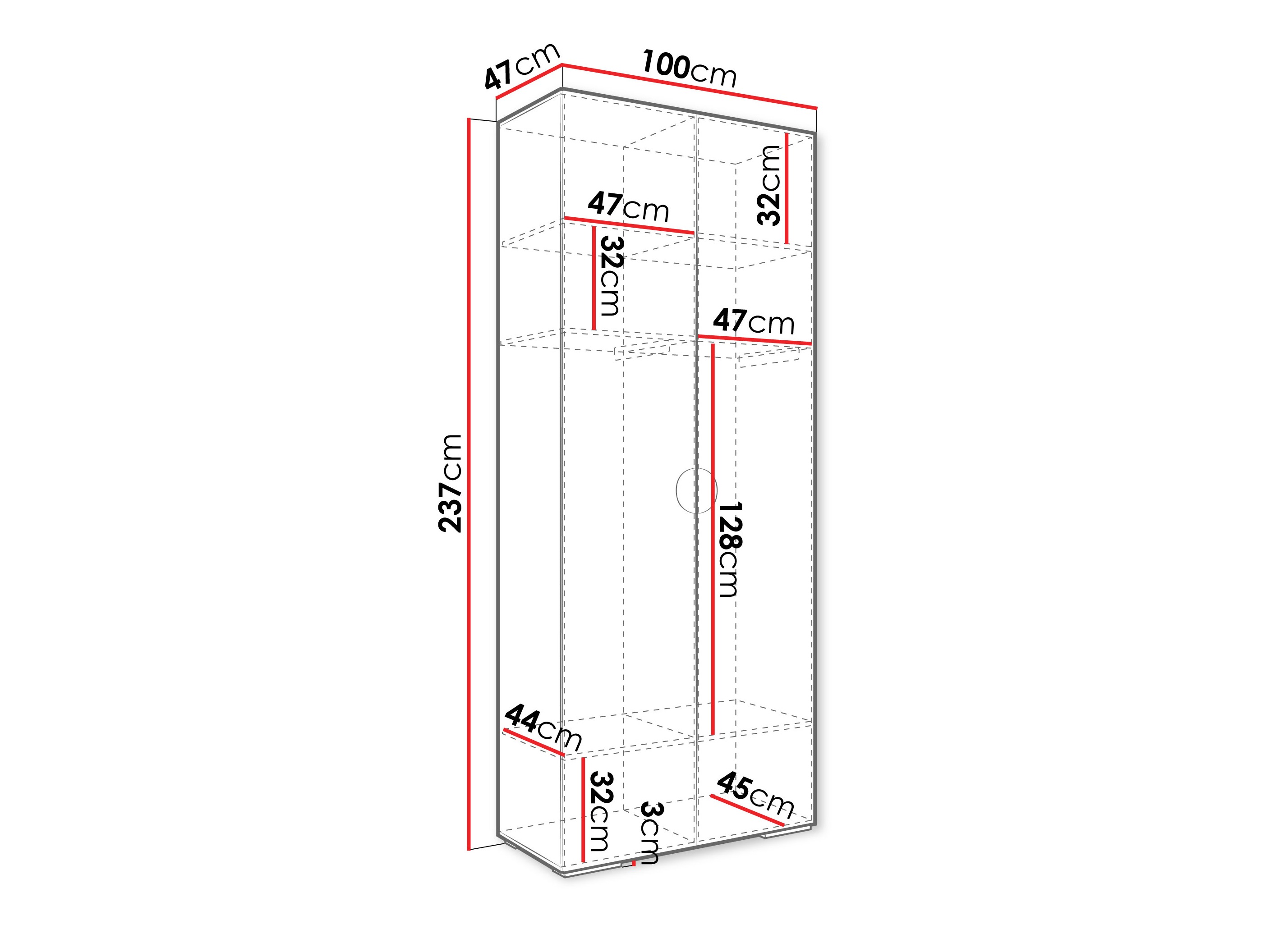 Riidekapp Hartford 566 (Valge)