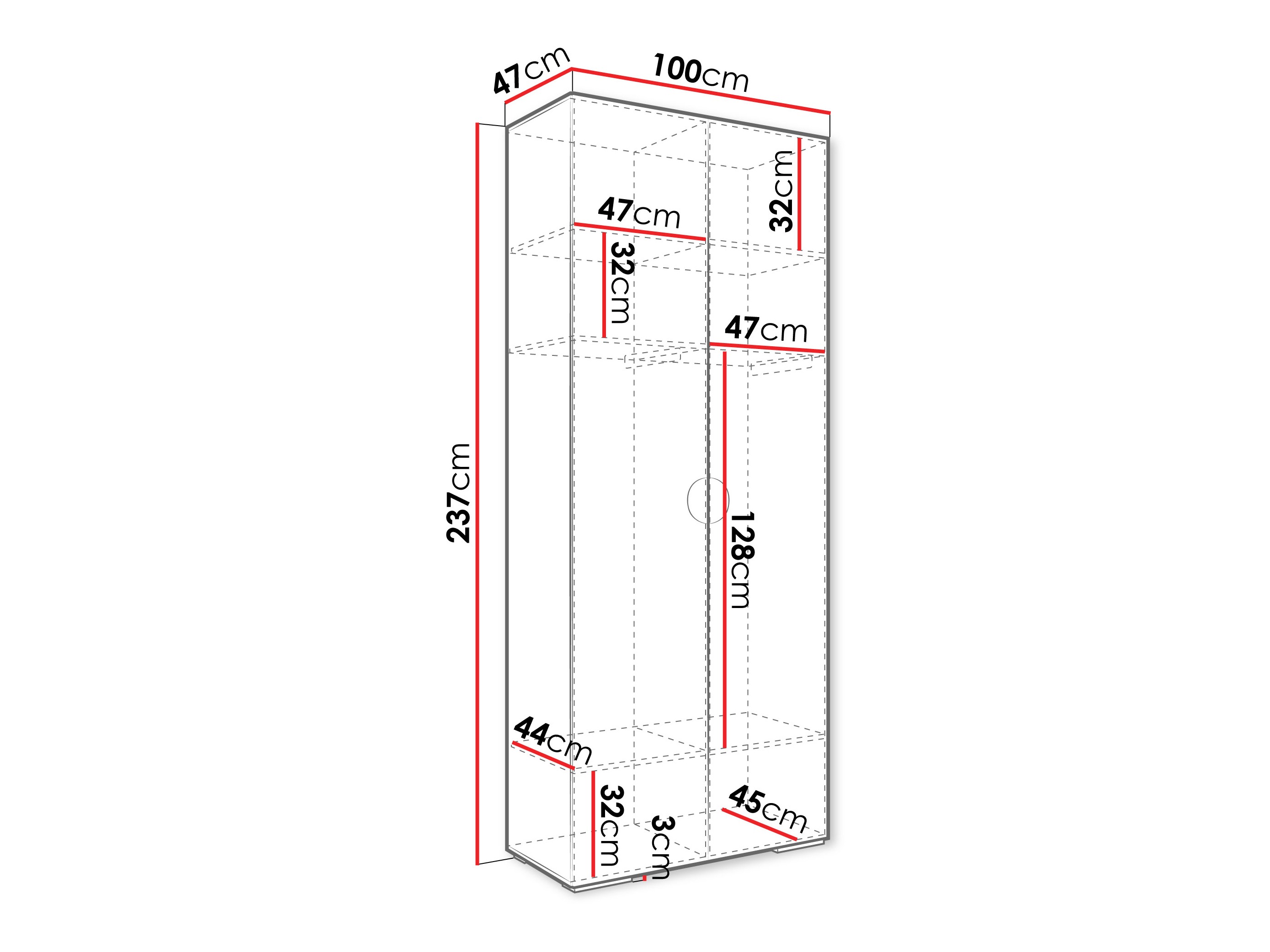 Riidekapp Hartford 566 (Valge)