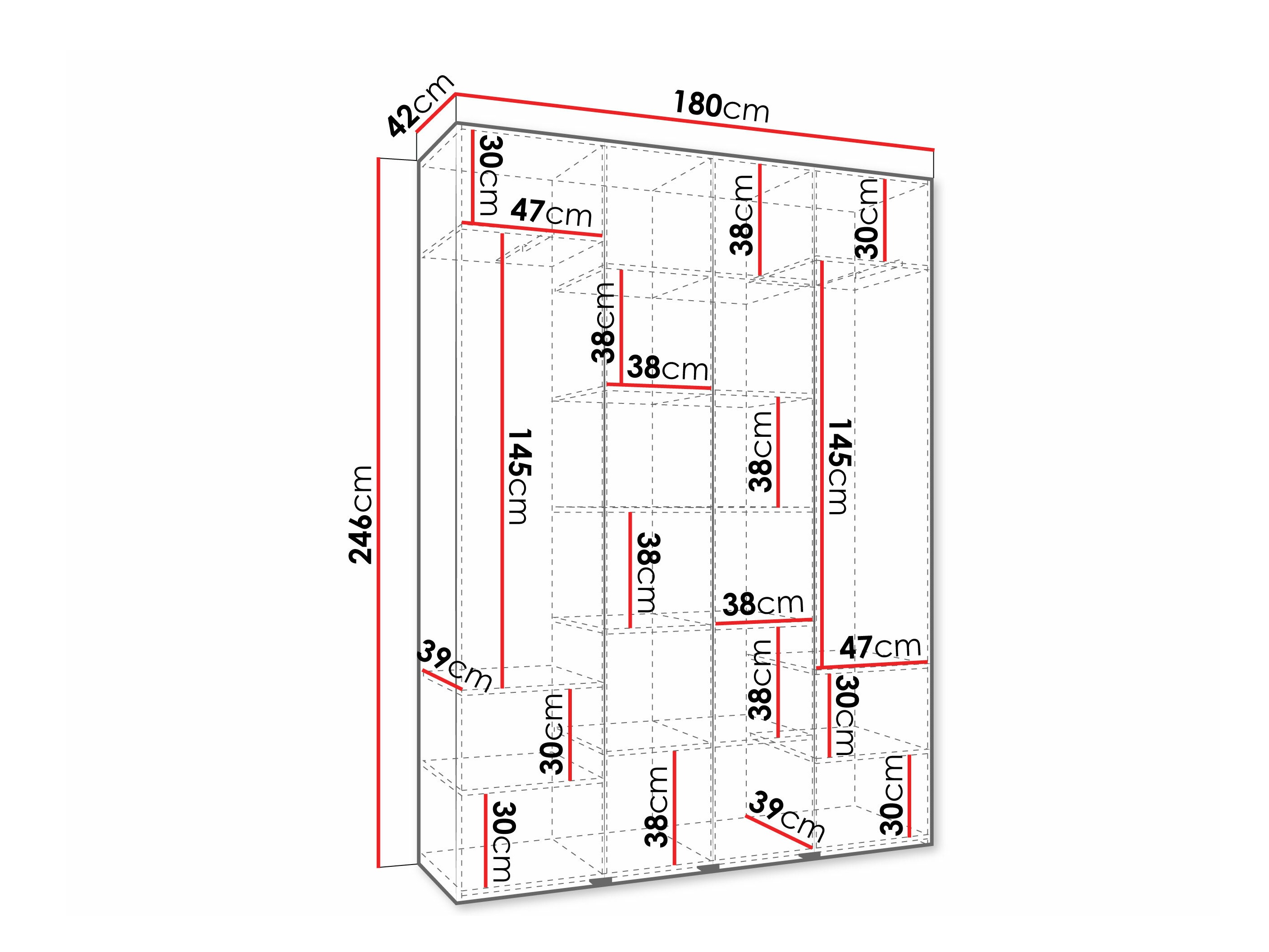 Riidekapp Hartford 570 (Valge)