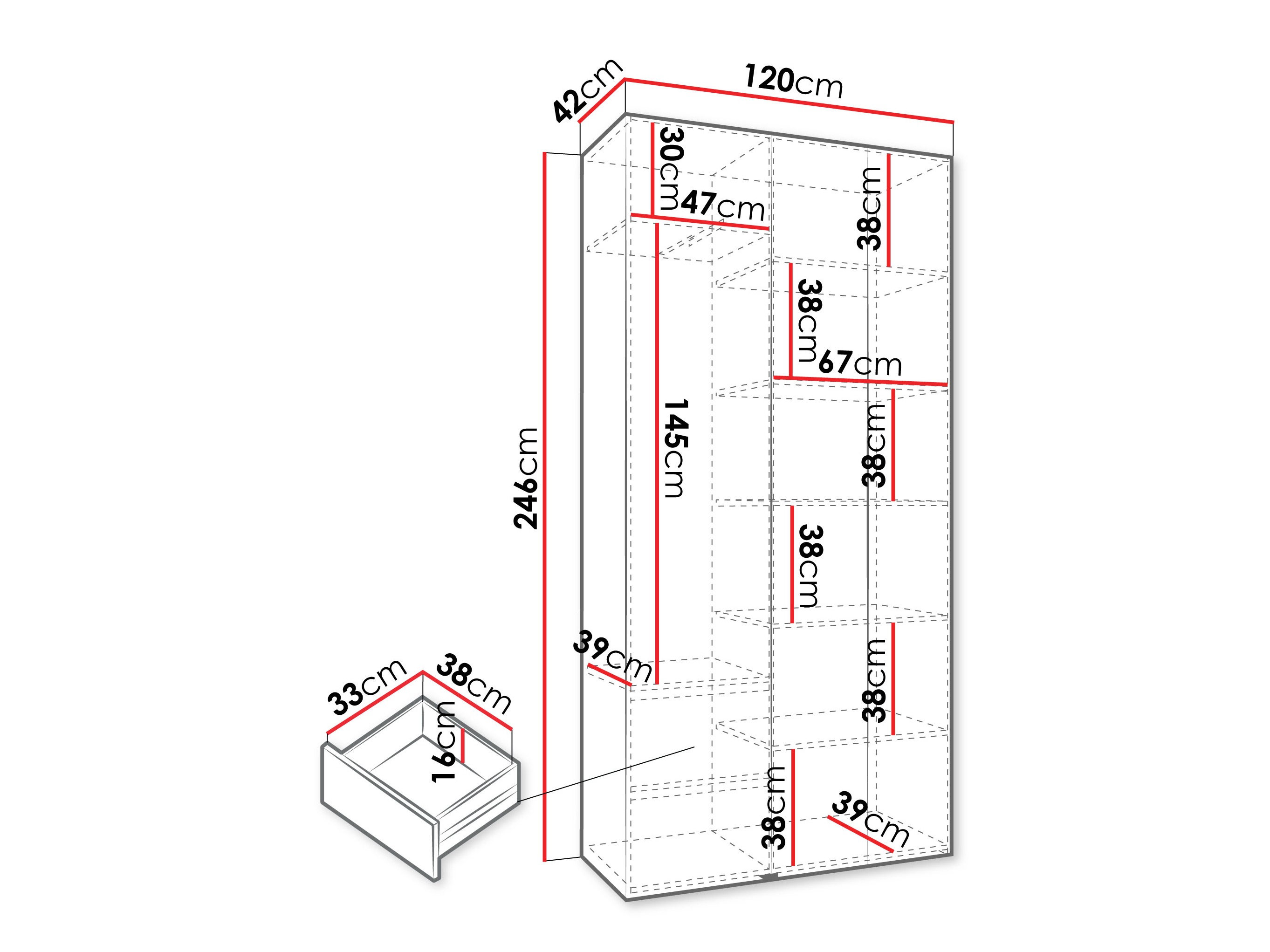 Riidekapp Hartford 571 (Valge)