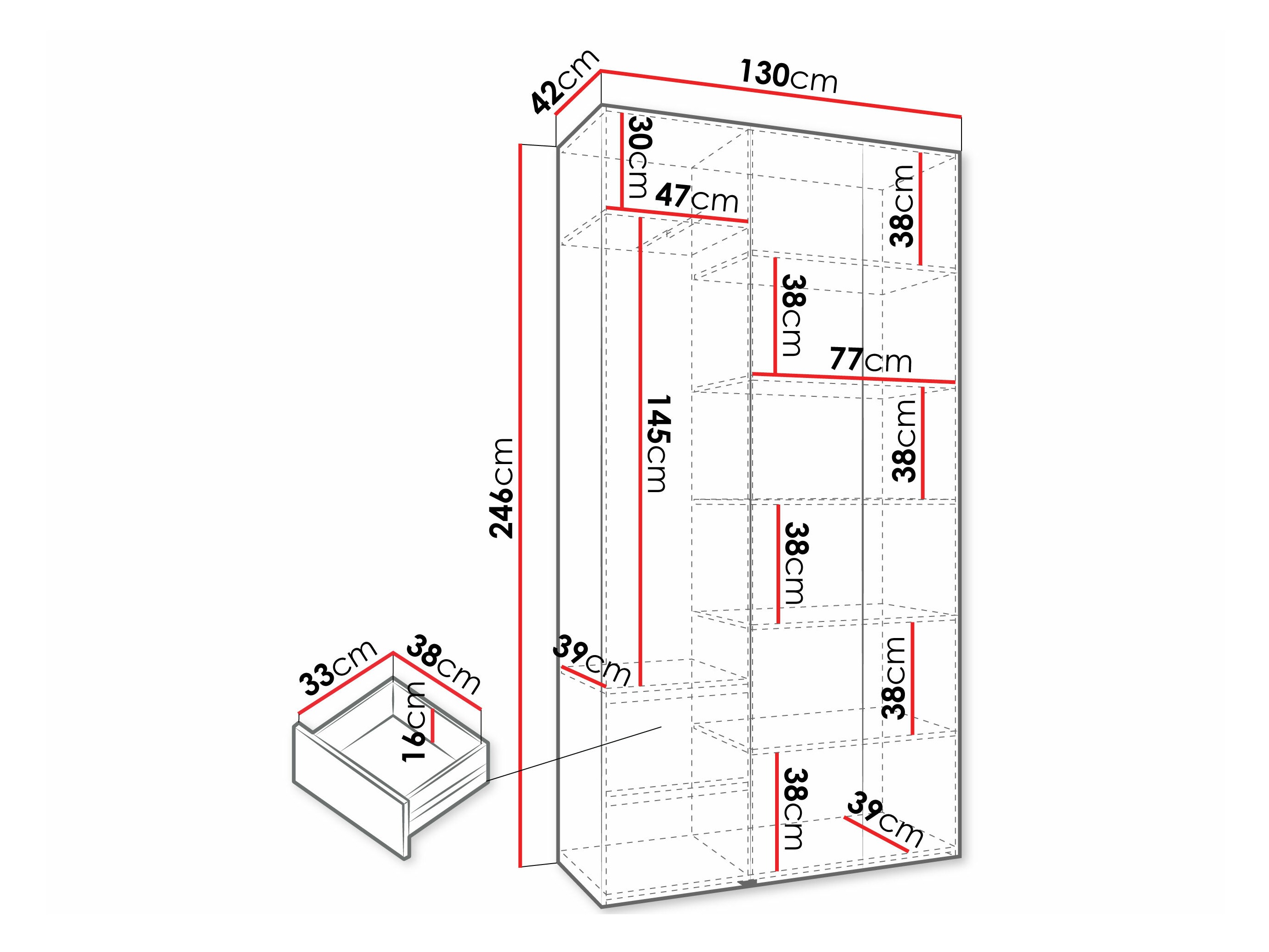 Riidekapp Hartford 571 (Valge)
