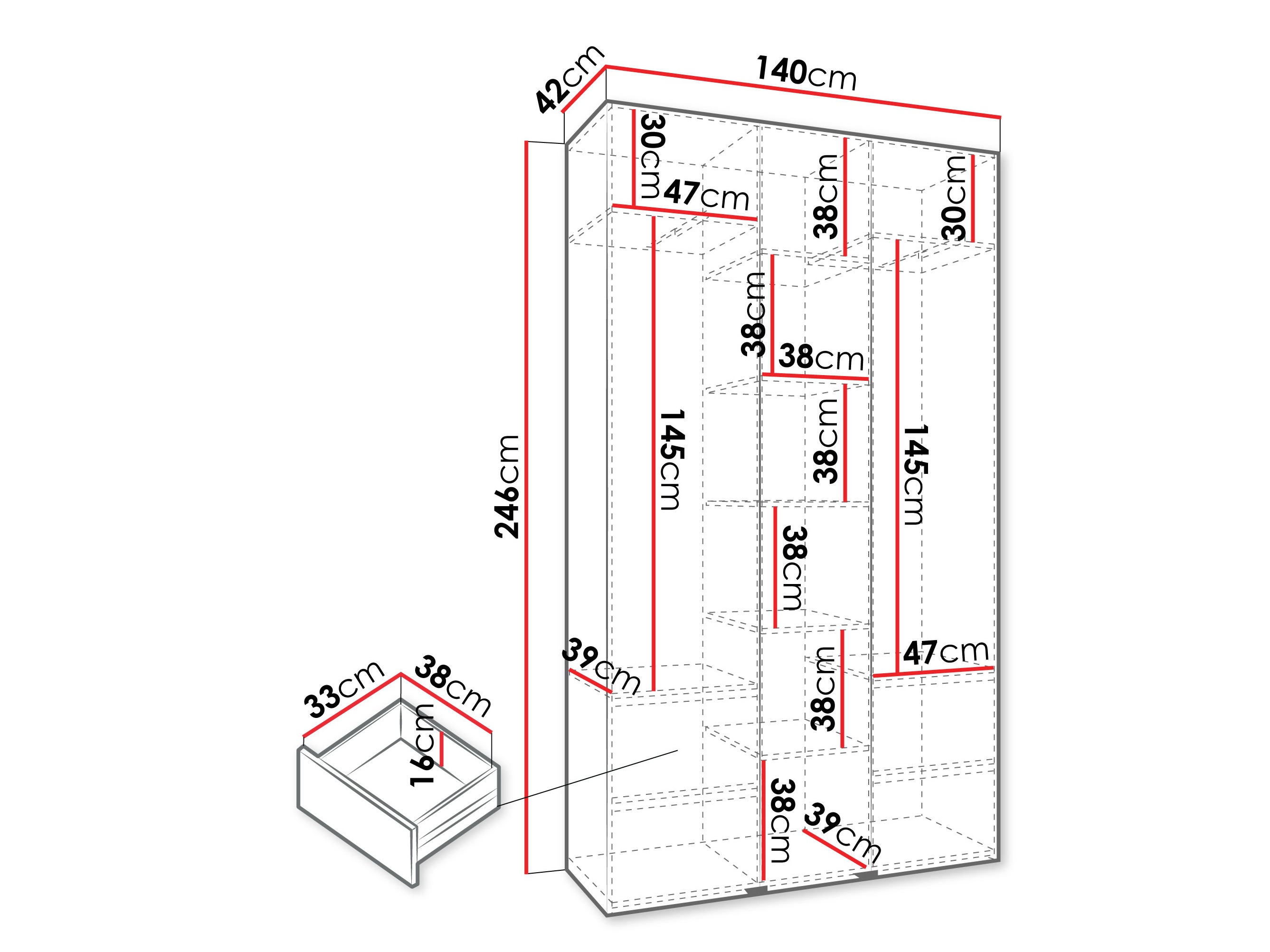 Riidekapp Hartford 571 (Valge)