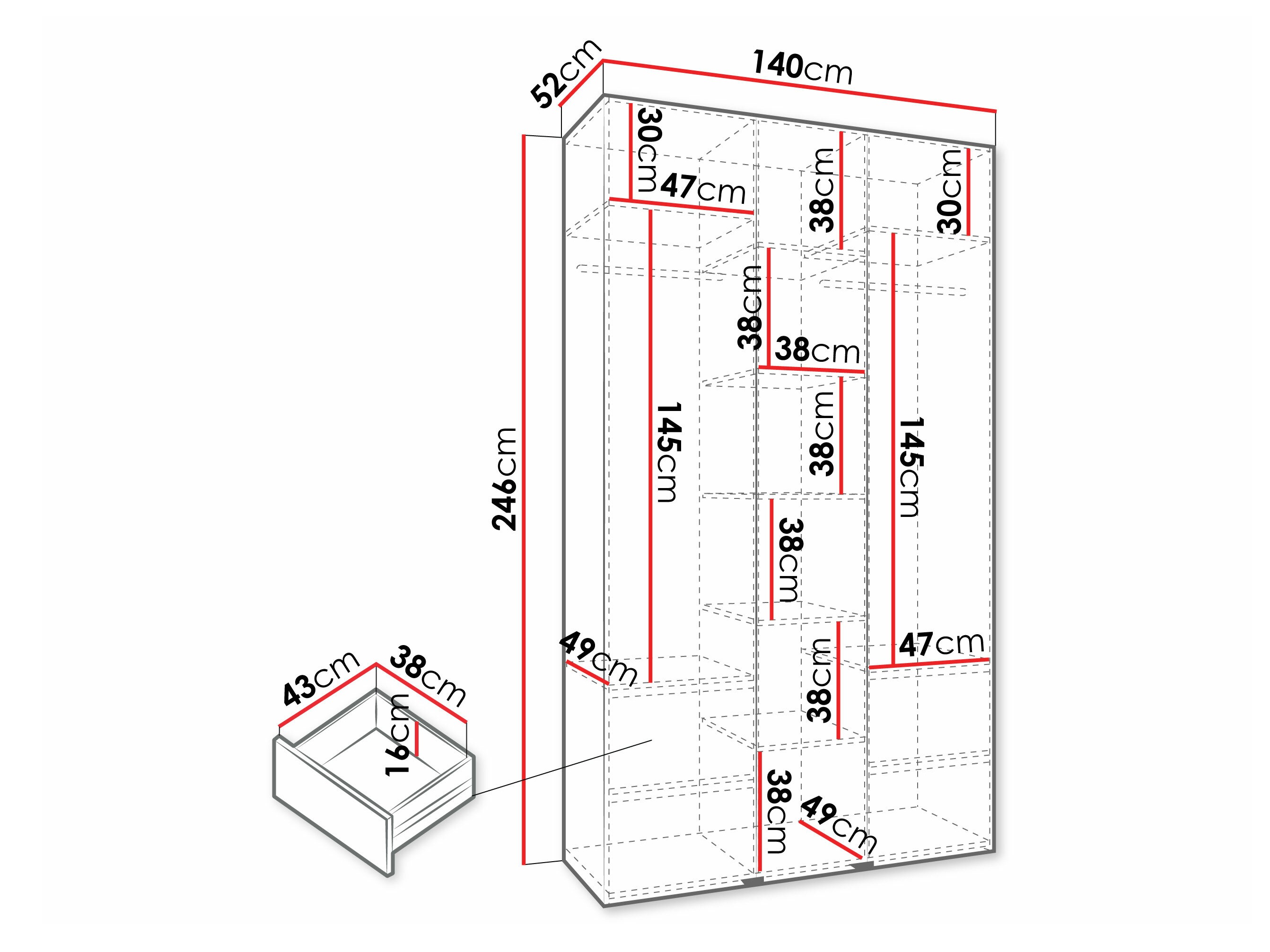 Riidekapp Hartford 571 (Valge)