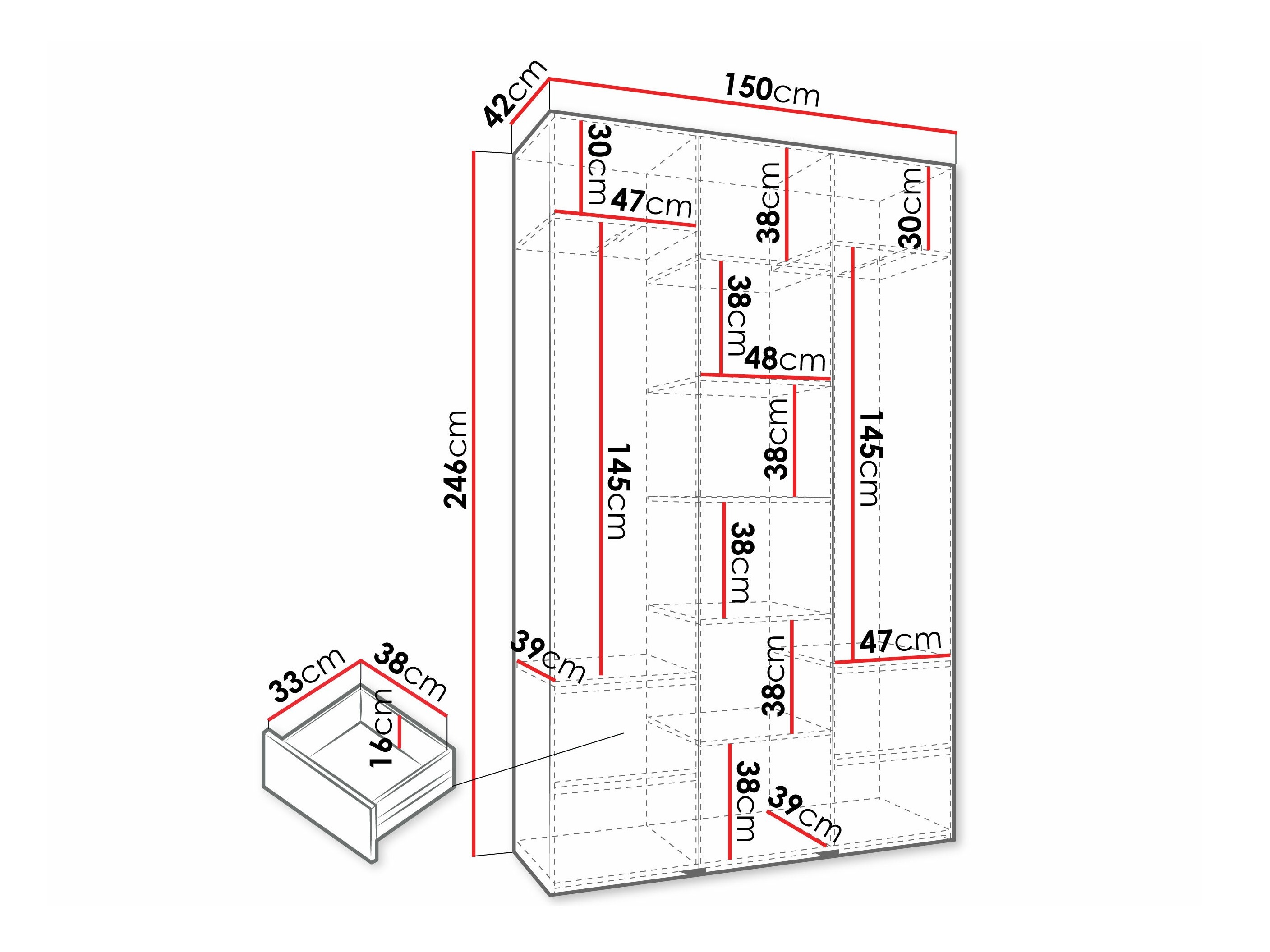 Riidekapp Hartford 571 (Valge)