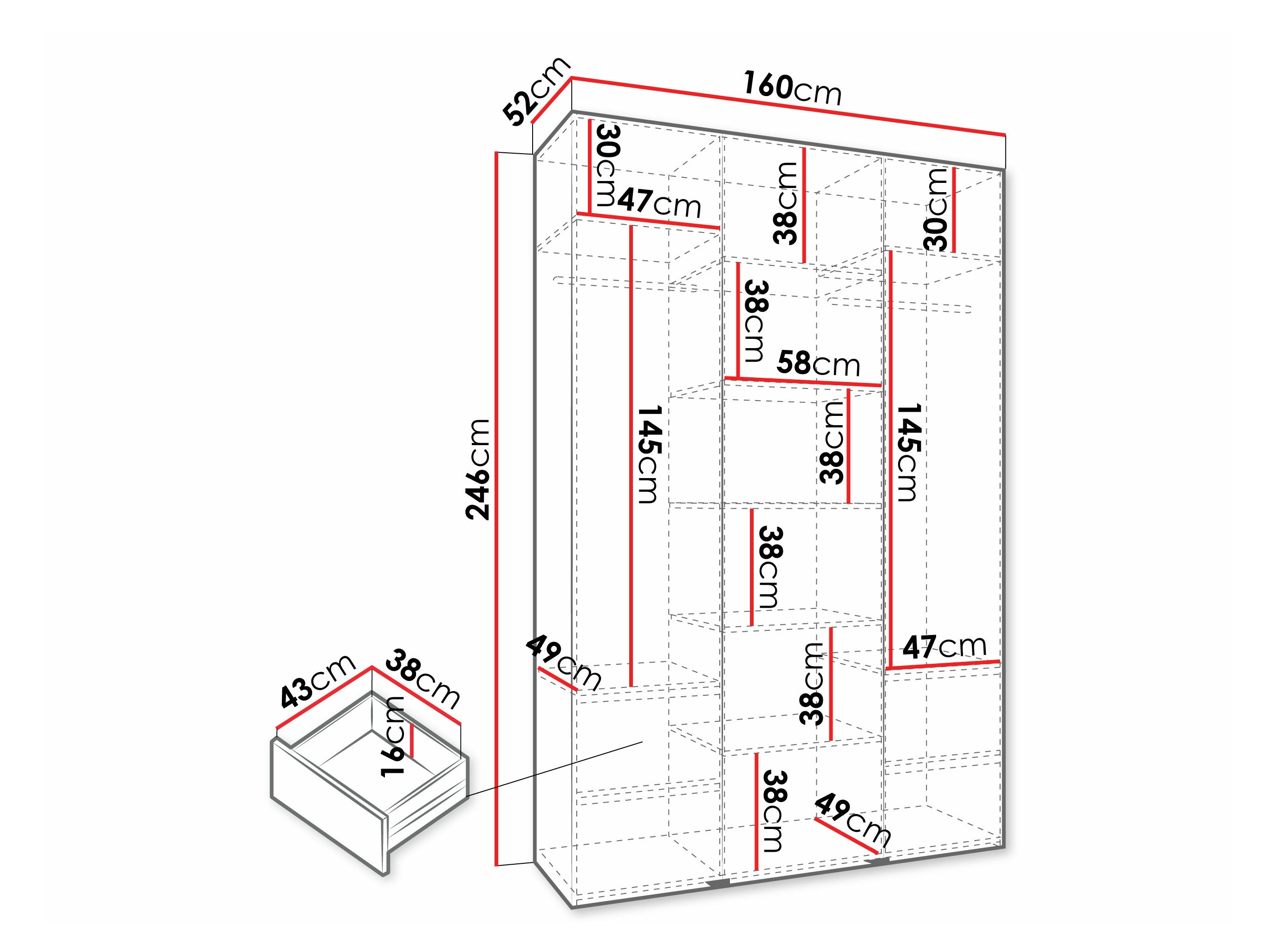 Riidekapp Hartford 571 (Valge)