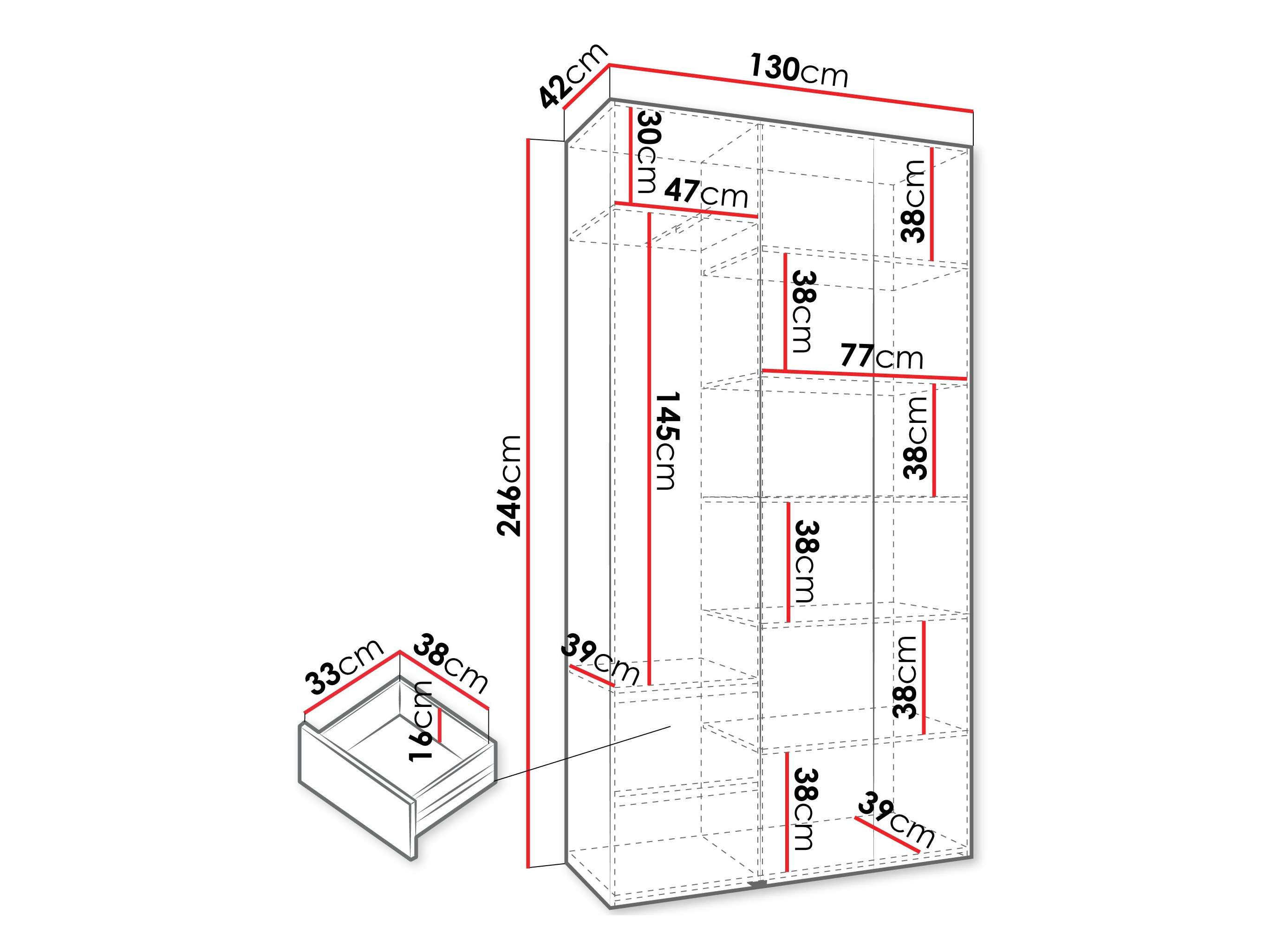 Riidekapp Hartford 571 (Valge)