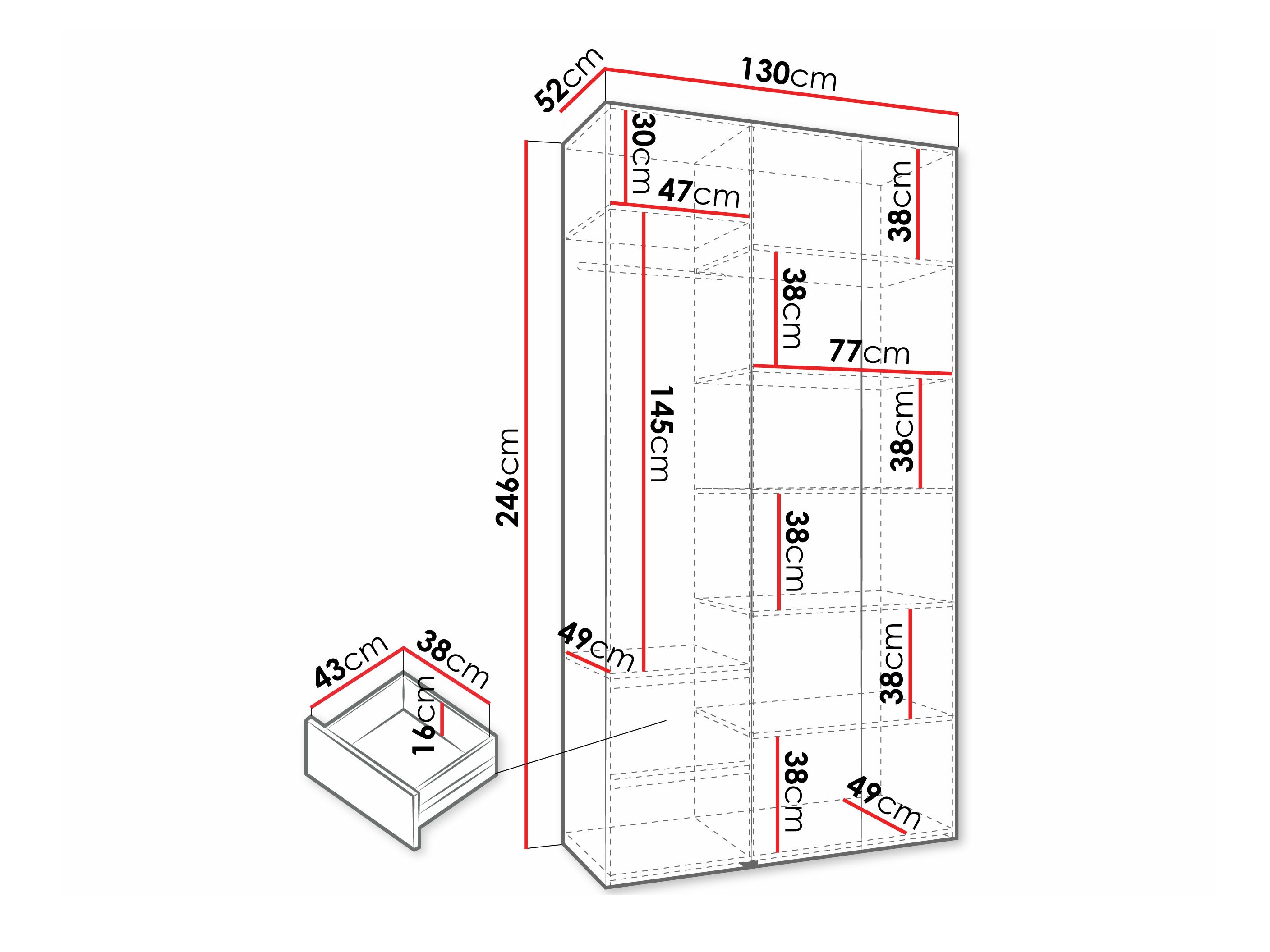 Riidekapp Hartford 571 (Valge)