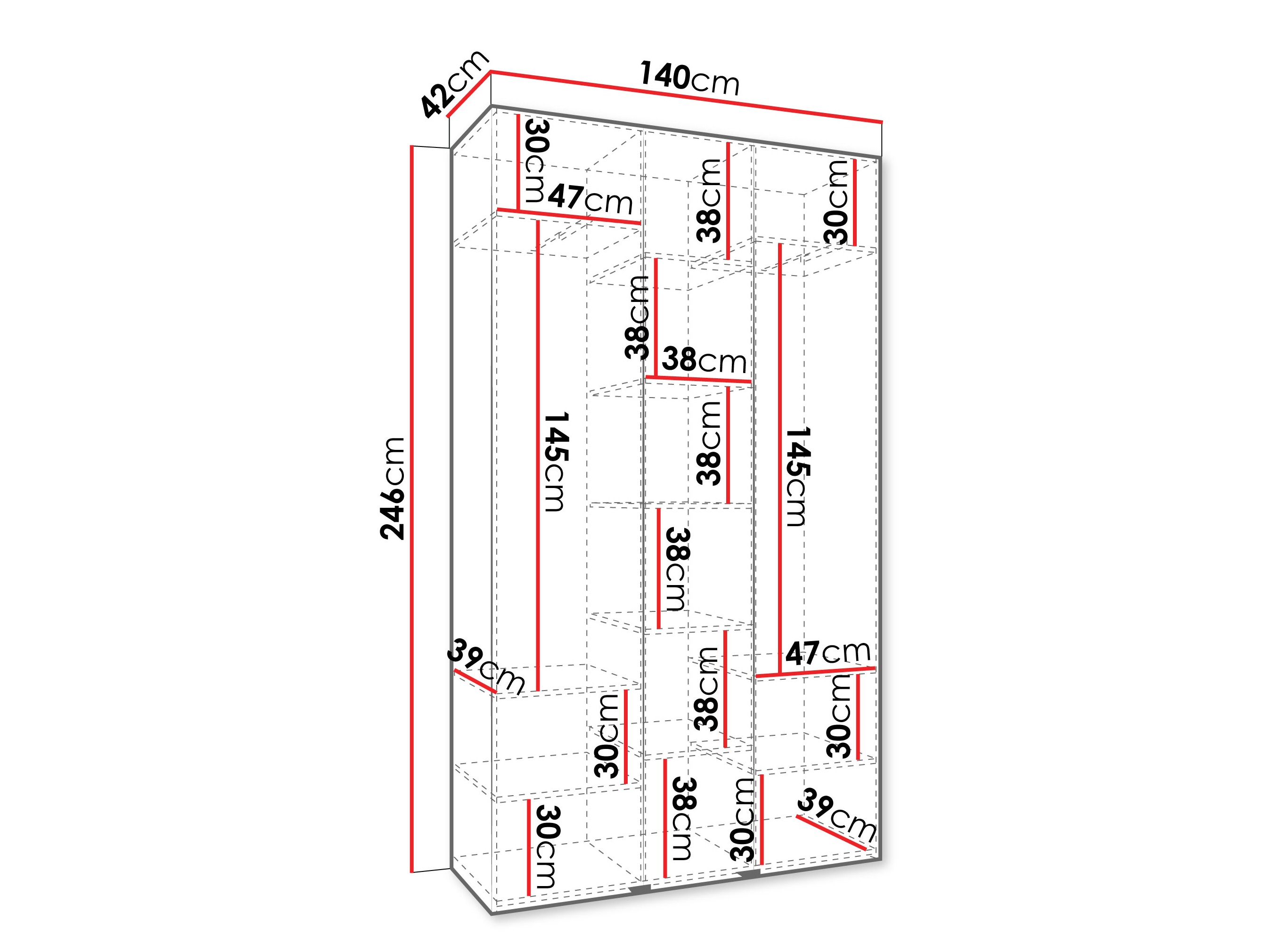 Riidekapp Hartford 571 (Valge)