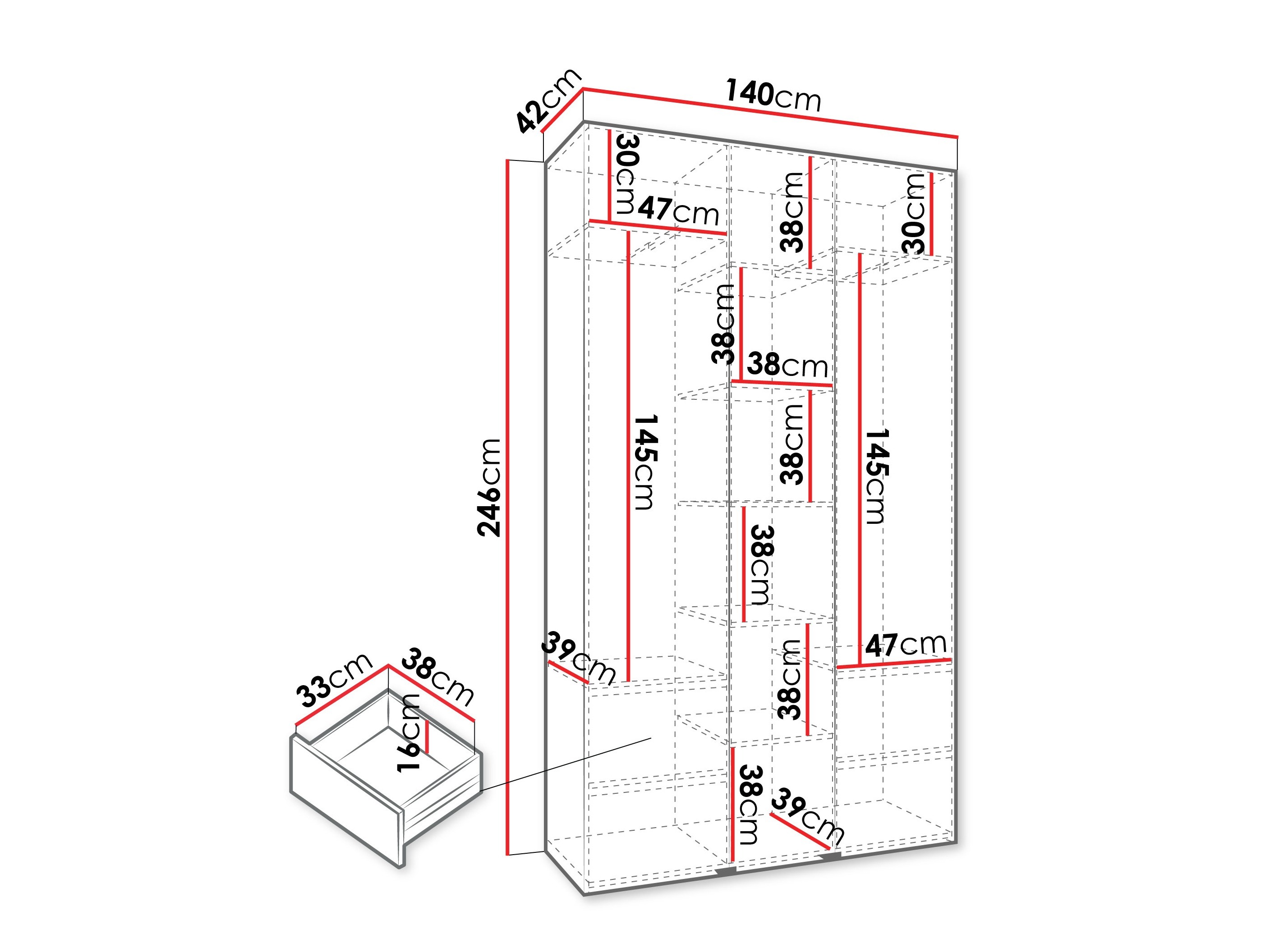 Riidekapp Hartford 571 (Valge)