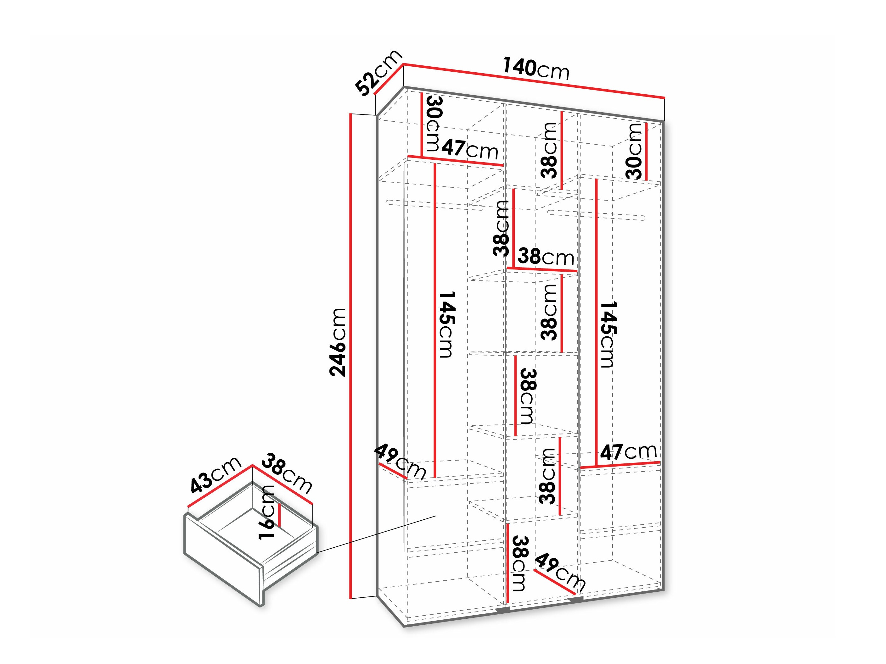 Riidekapp Hartford 571 (Valge)