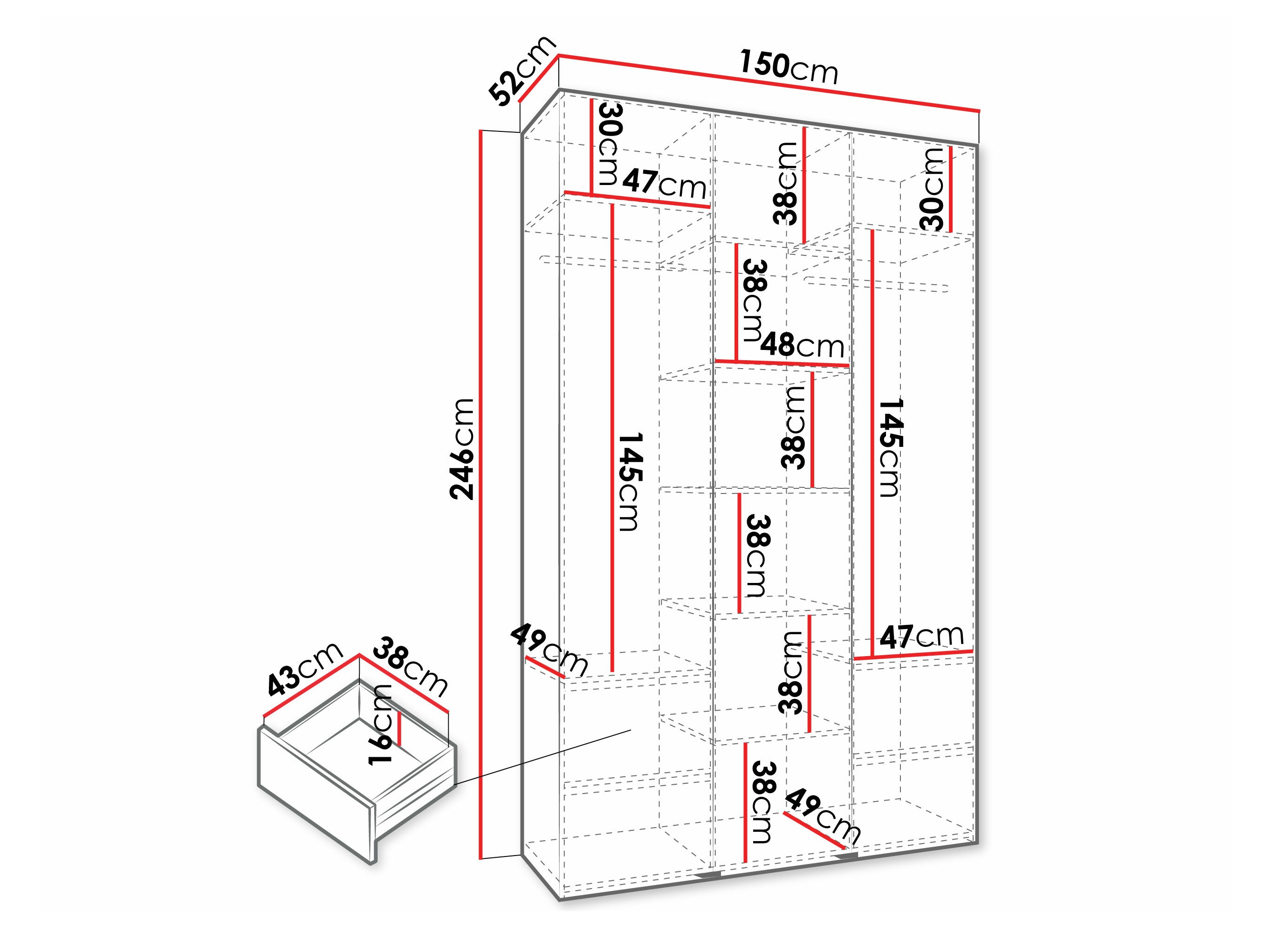 Riidekapp Hartford 571 (Valge)