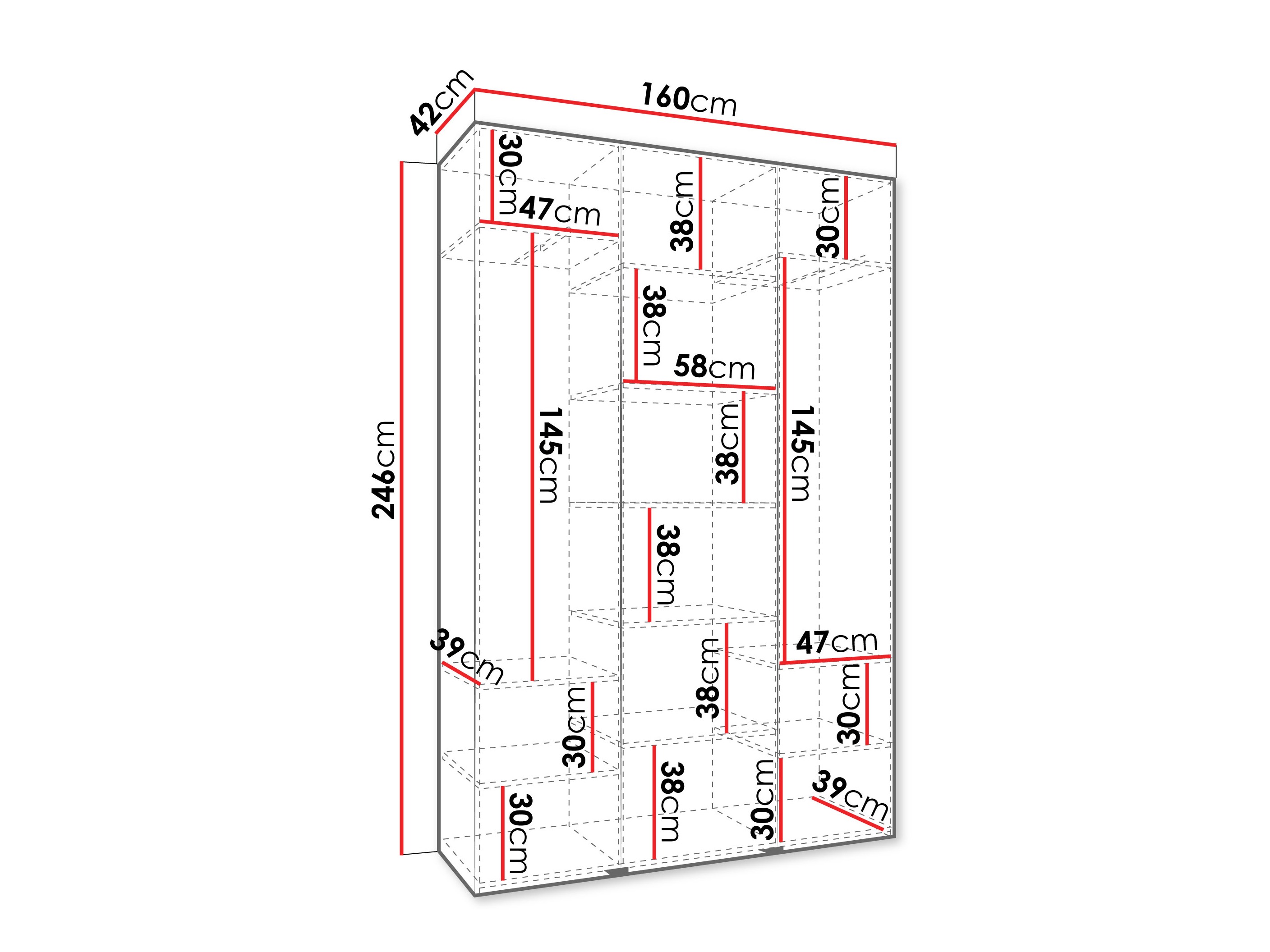 Riidekapp Hartford 571 (Valge)