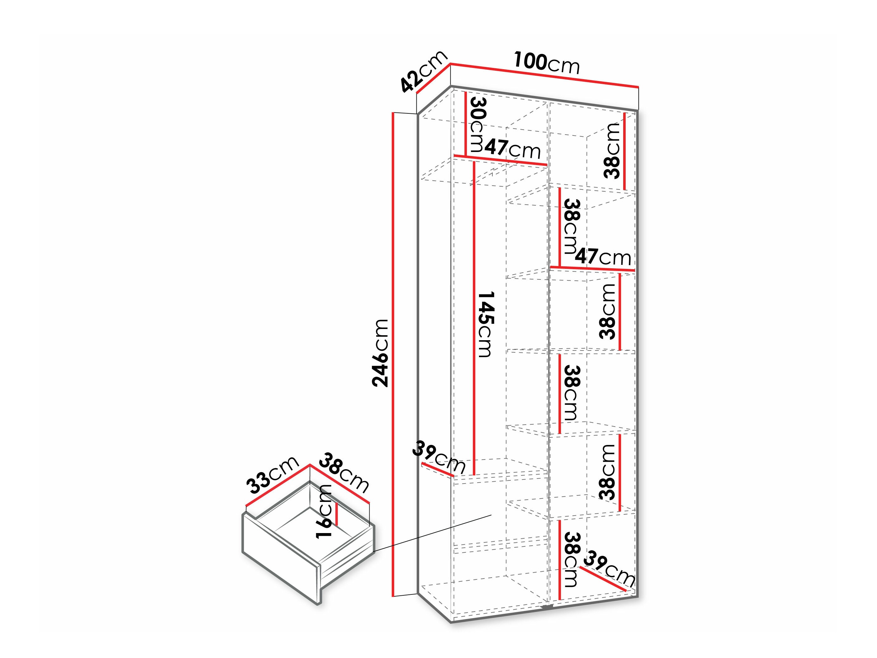 Riidekapp Hartford 572 (Valge)