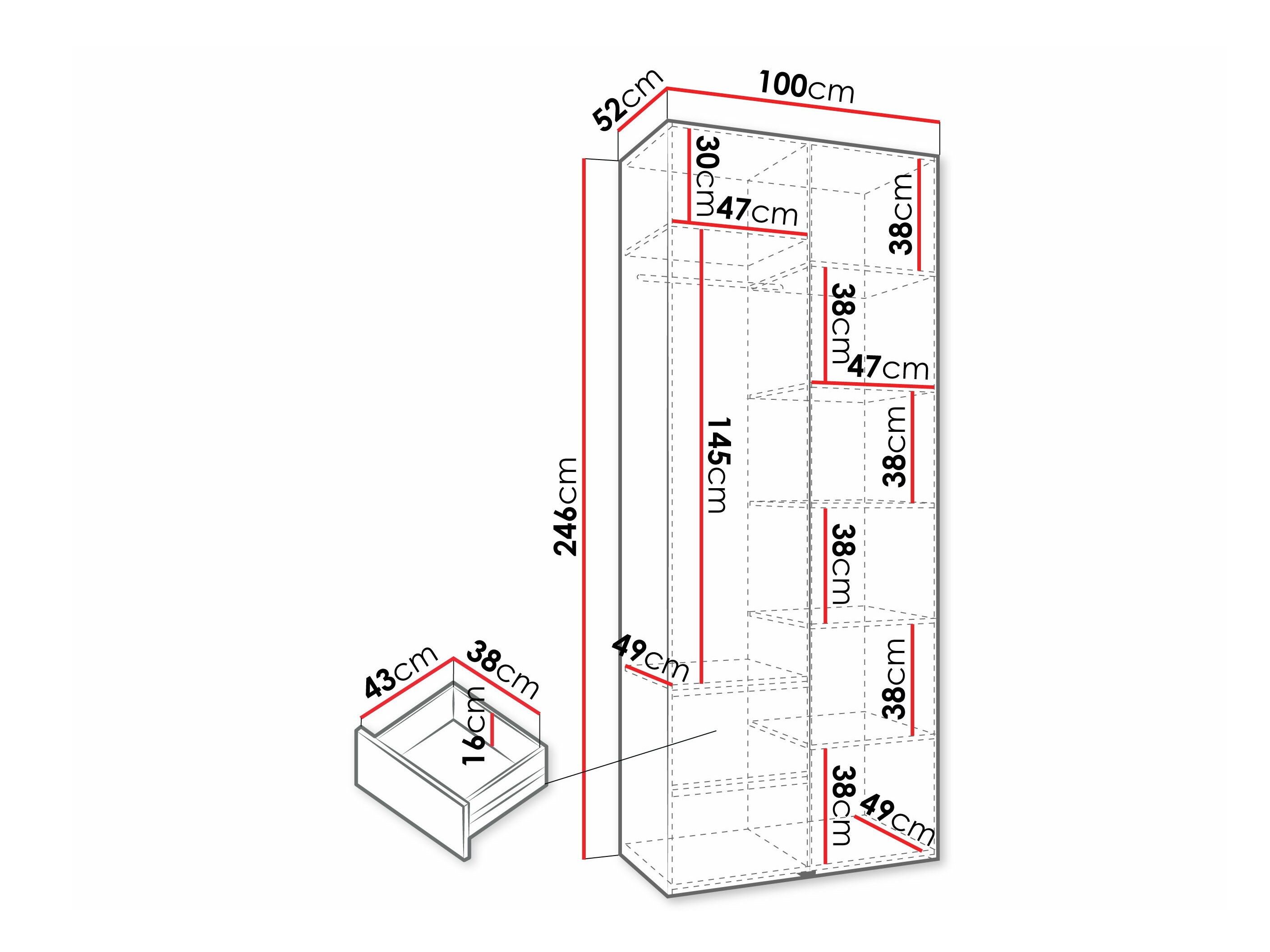 Riidekapp Hartford 572 (Valge)