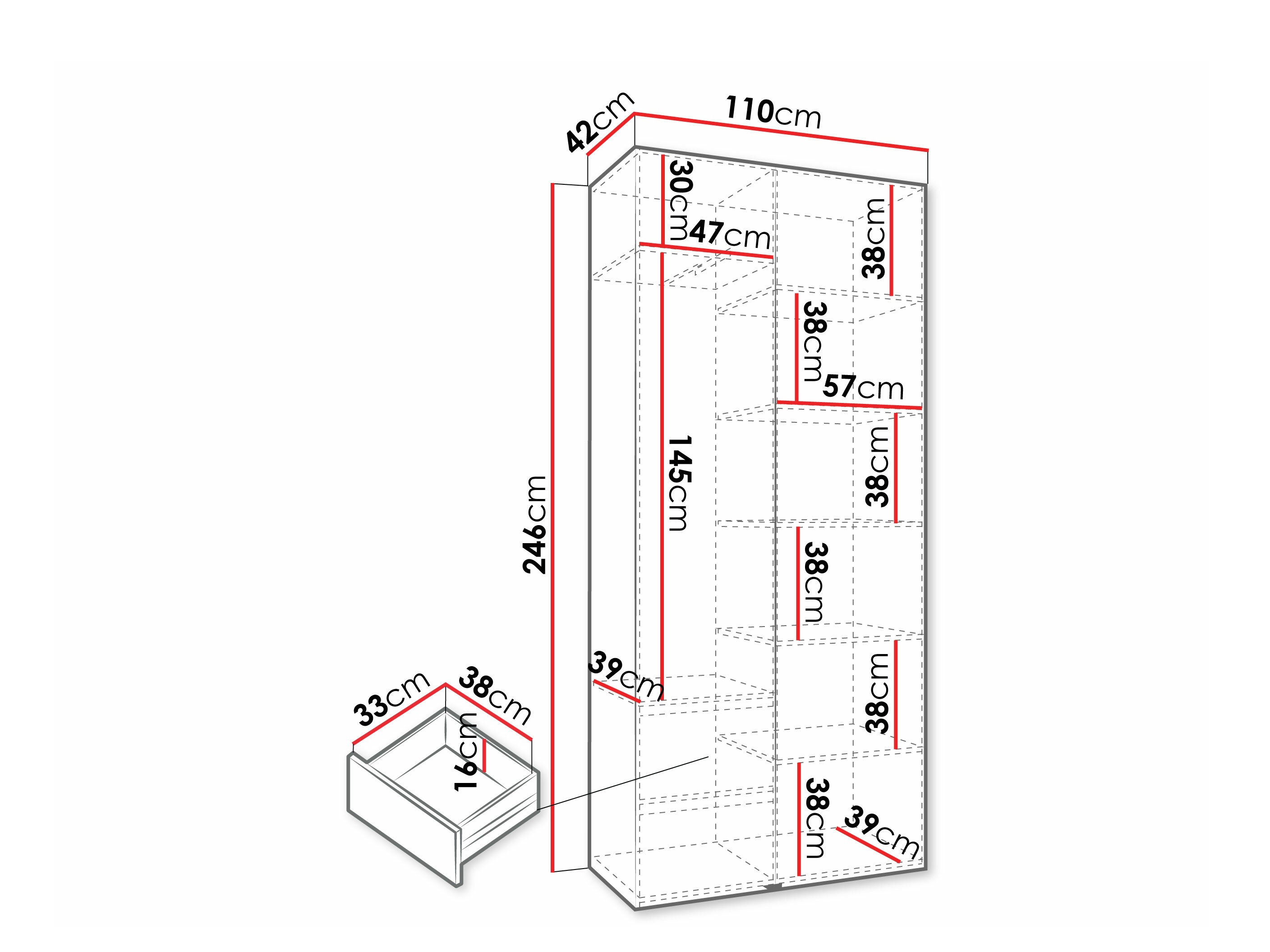 Riidekapp Hartford 572 (Valge)
