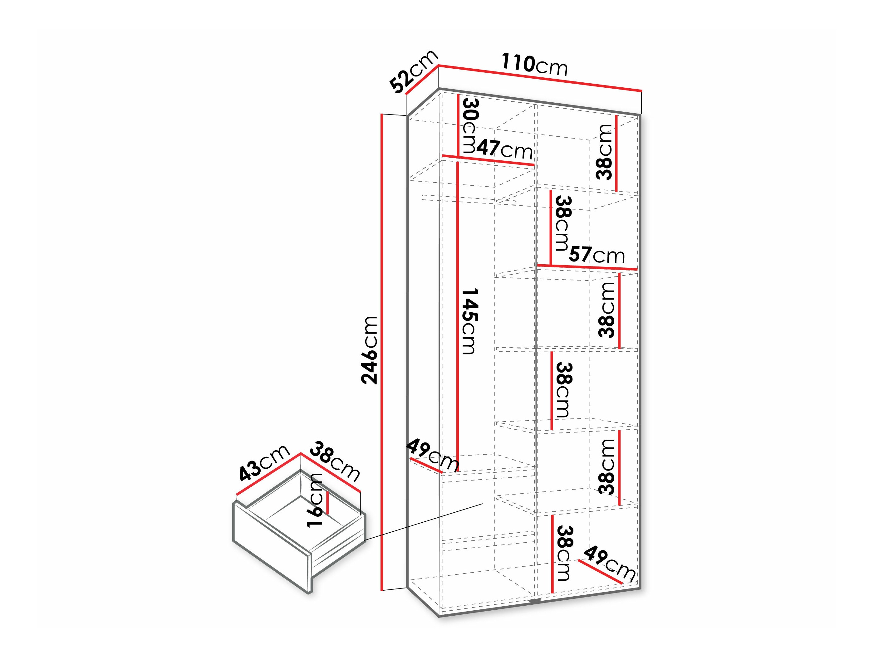 Riidekapp Hartford 572 (Valge)