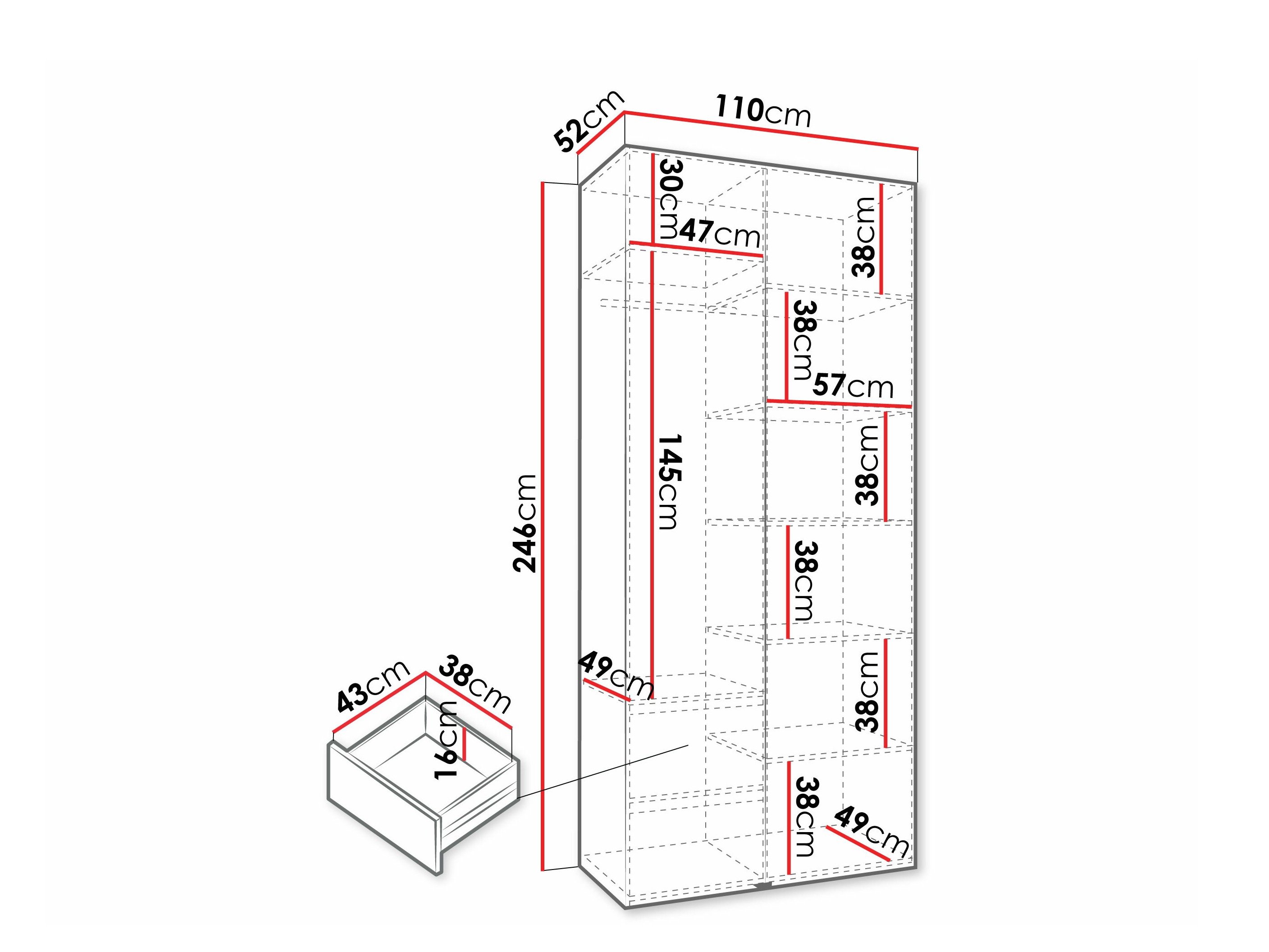 Riidekapp Hartford 572 (Valge)