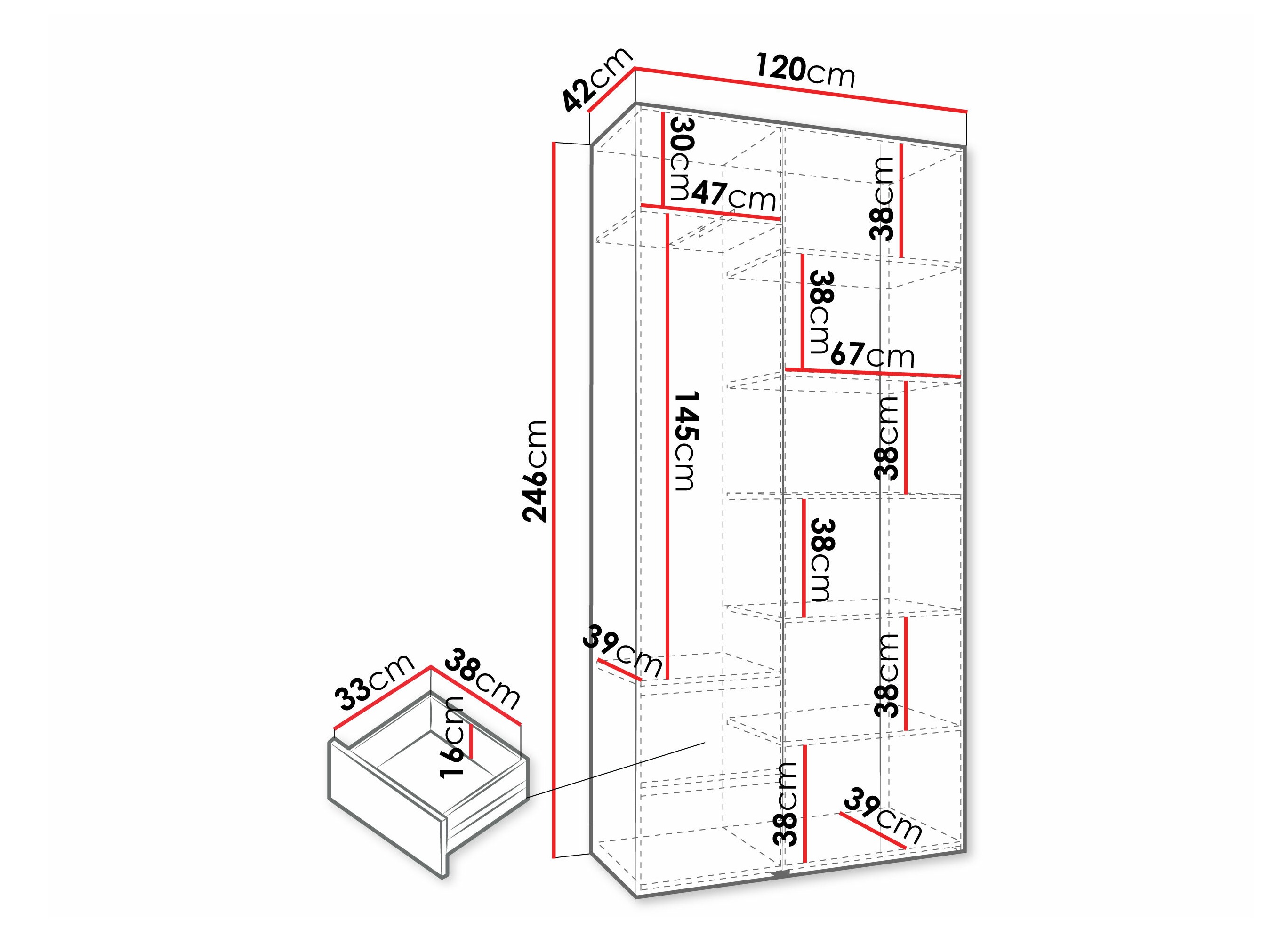 Riidekapp Hartford 573 (Valge)