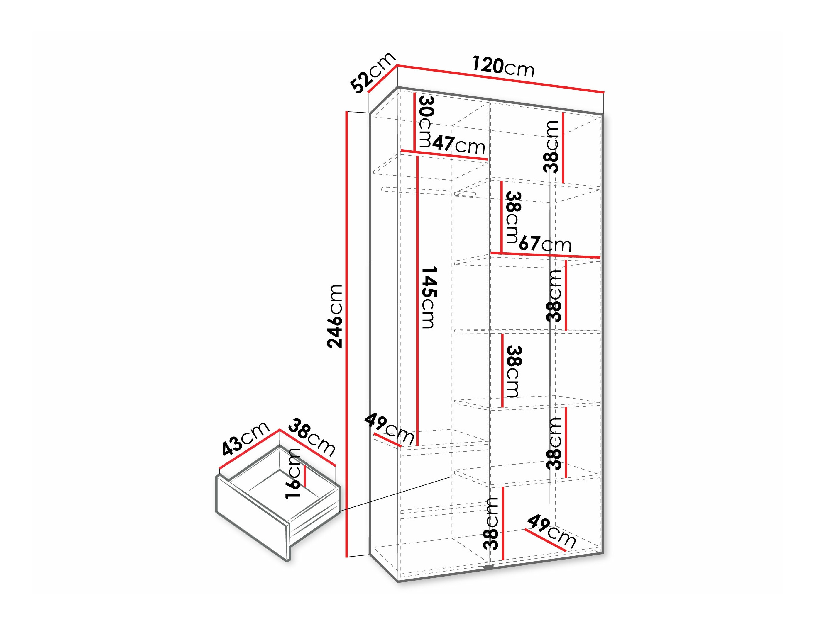 Riidekapp Hartford 573 (Valge)