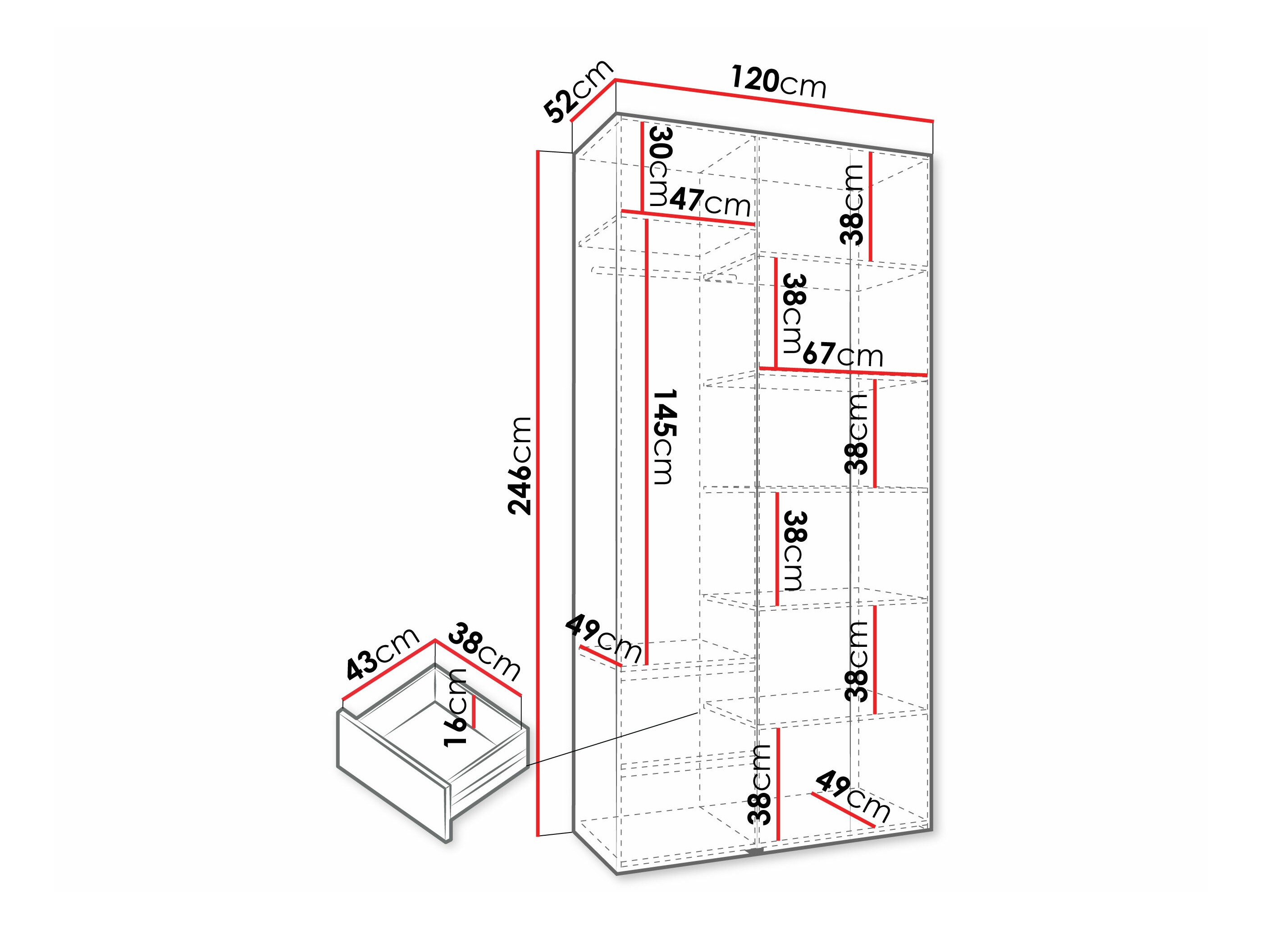 Riidekapp Hartford 573 (Valge)