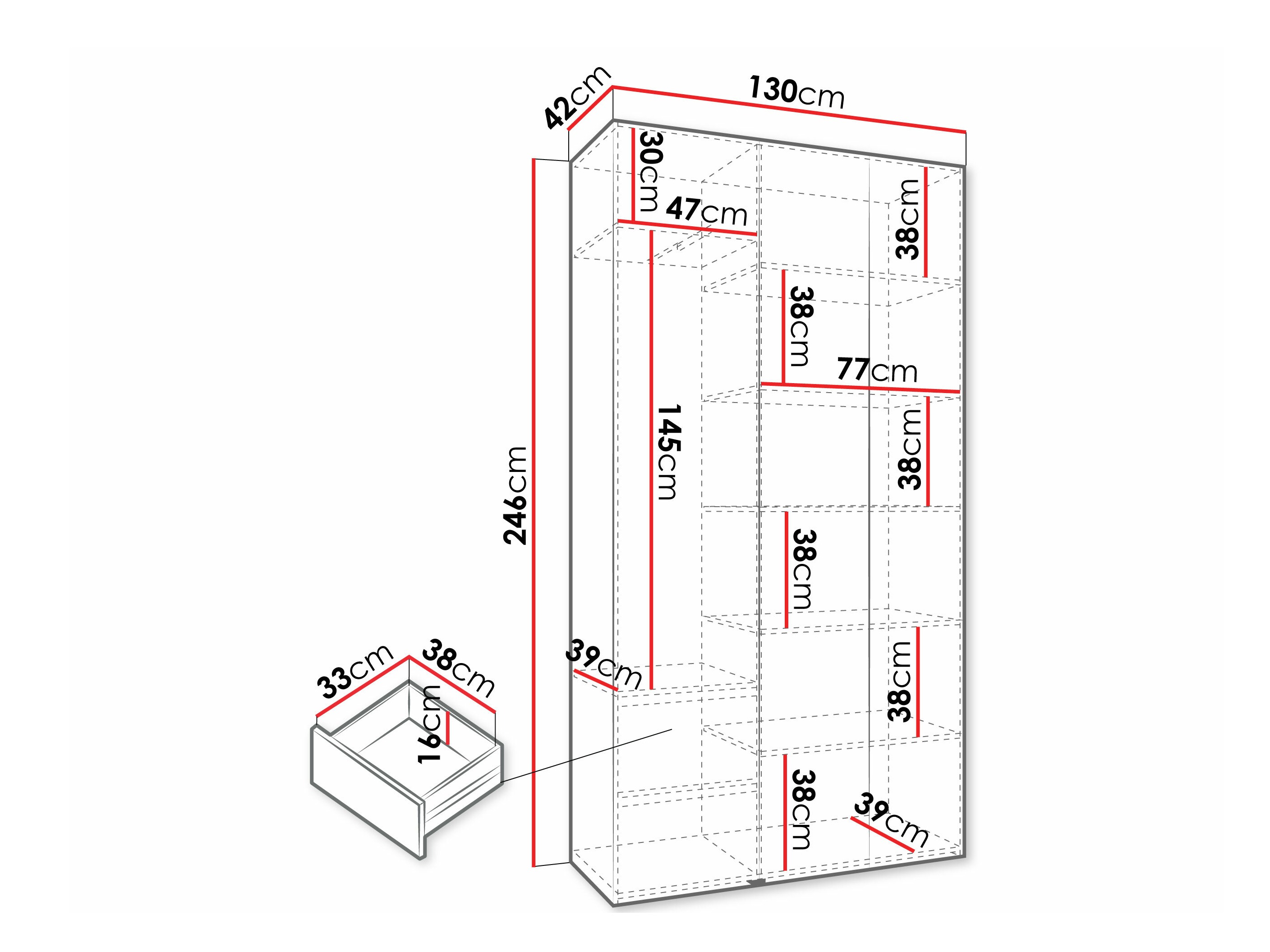 Riidekapp Hartford 573 (Valge)
