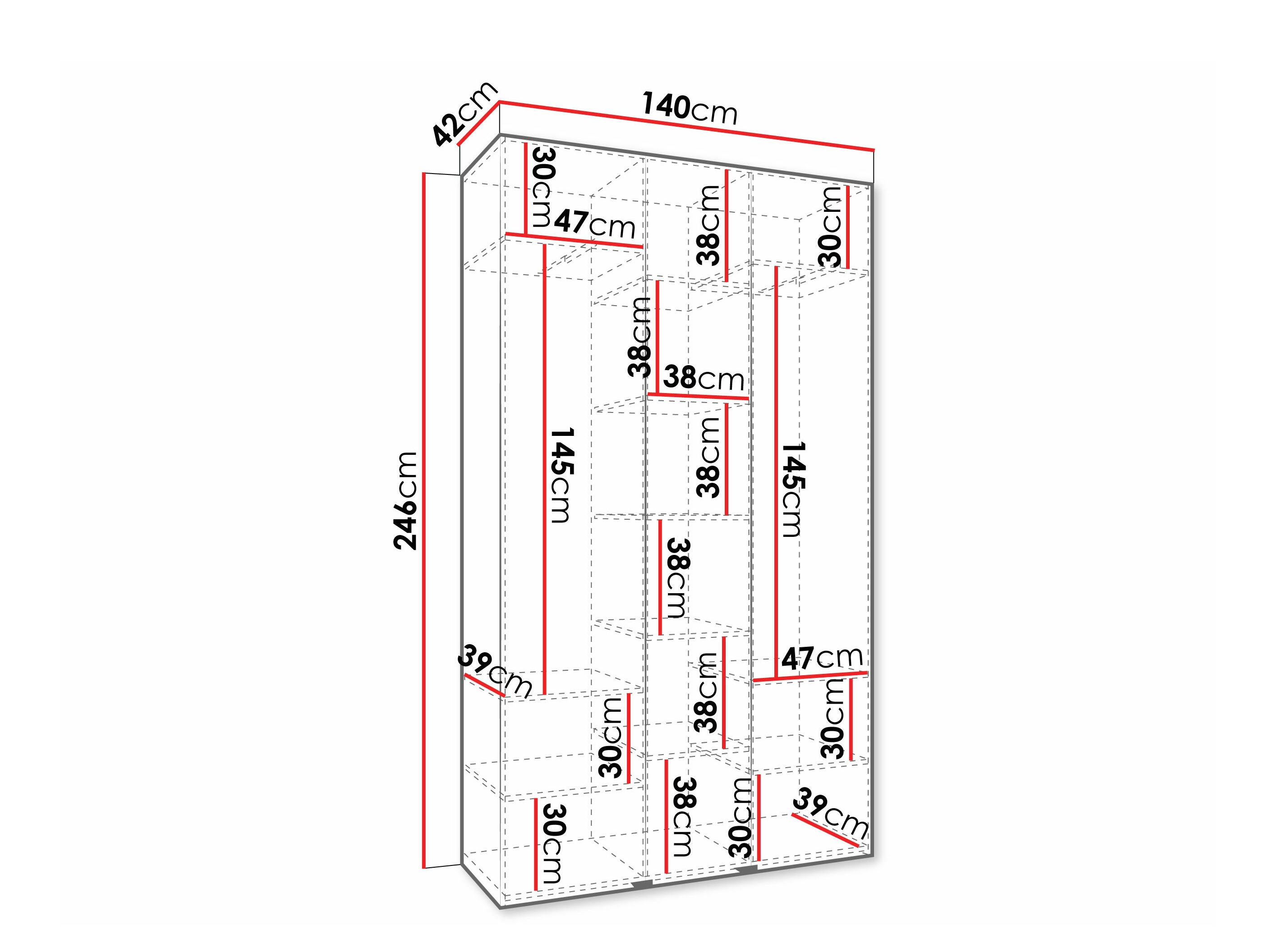 Riidekapp Hartford 573 (Valge)