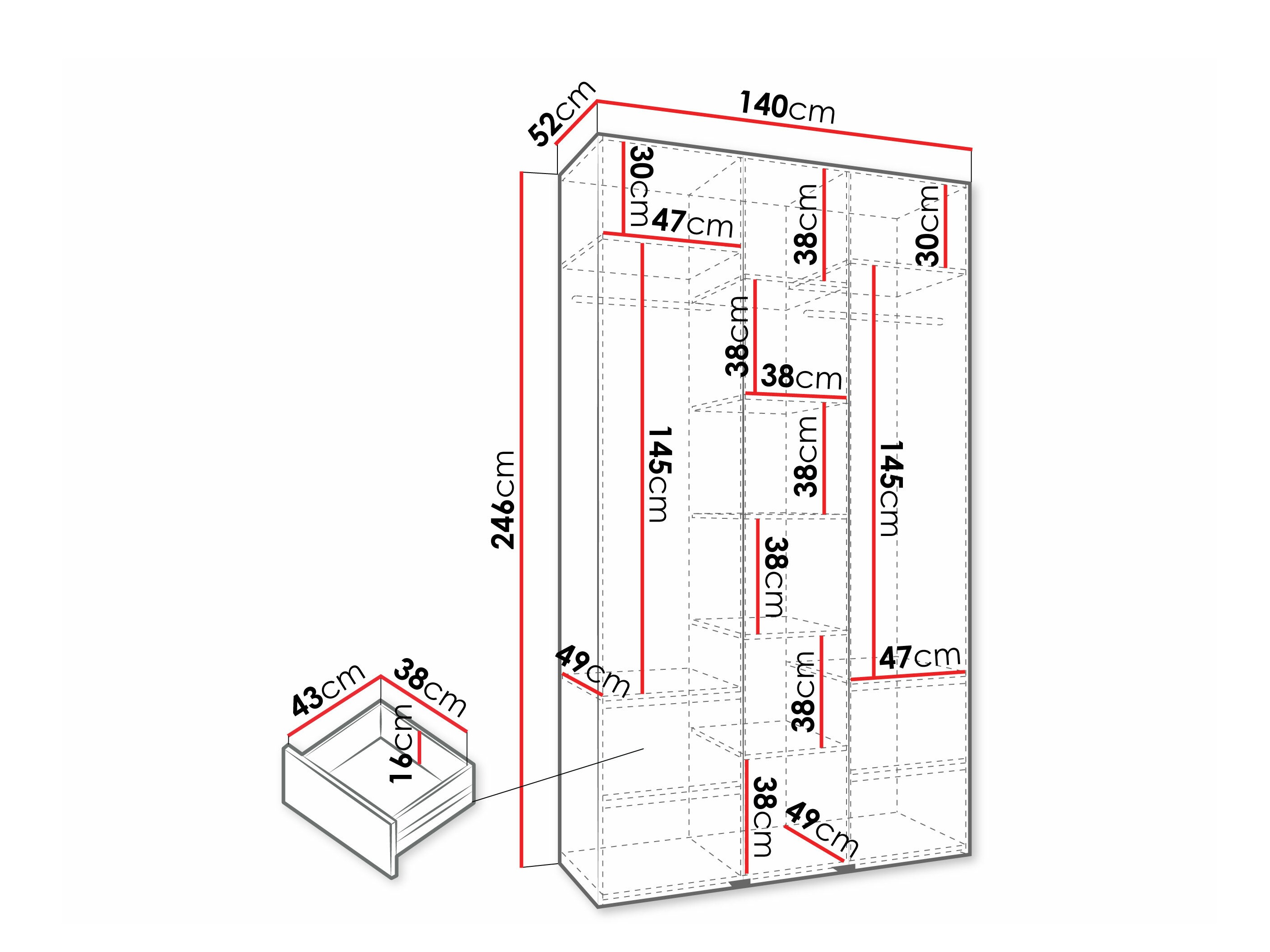 Riidekapp Hartford 573 (Valge)