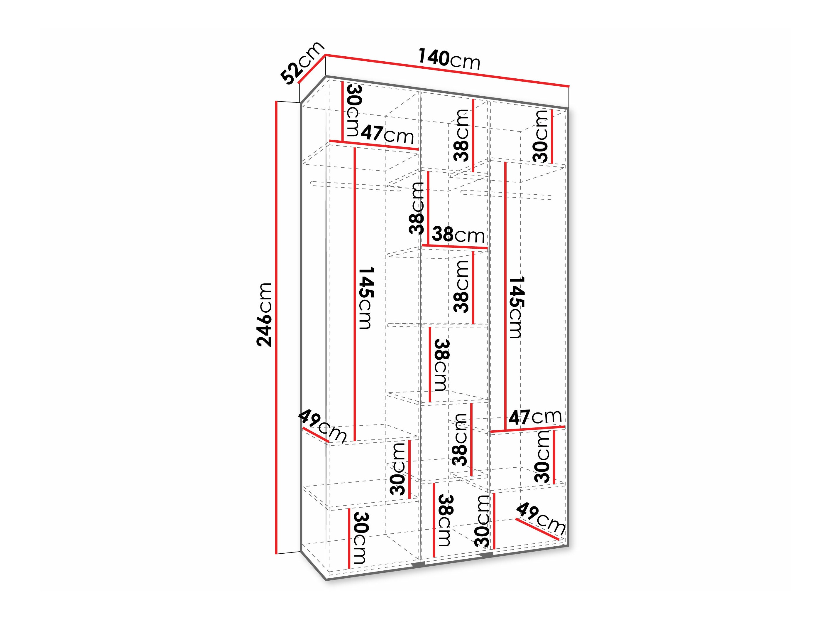Riidekapp Hartford 573 (Valge)