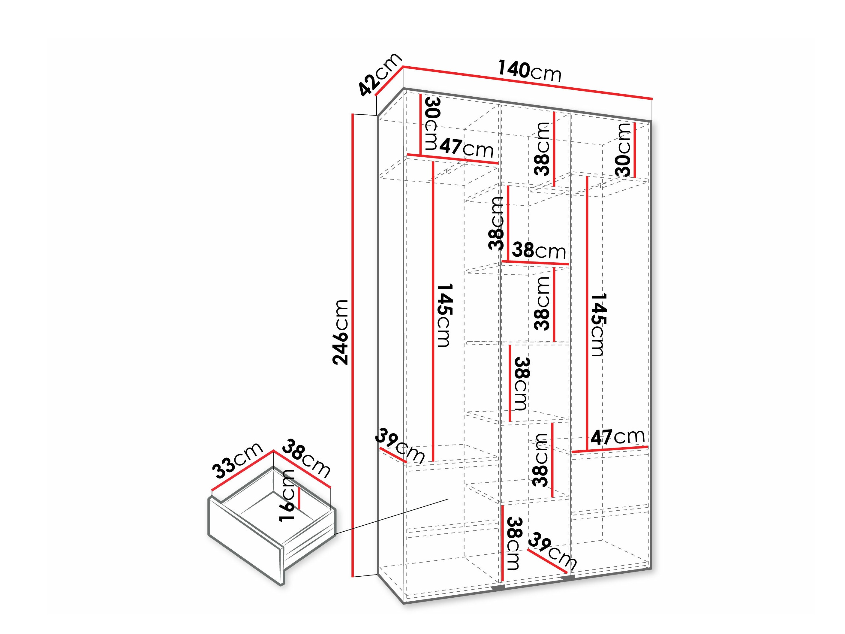Riidekapp Hartford 573 (Valge)