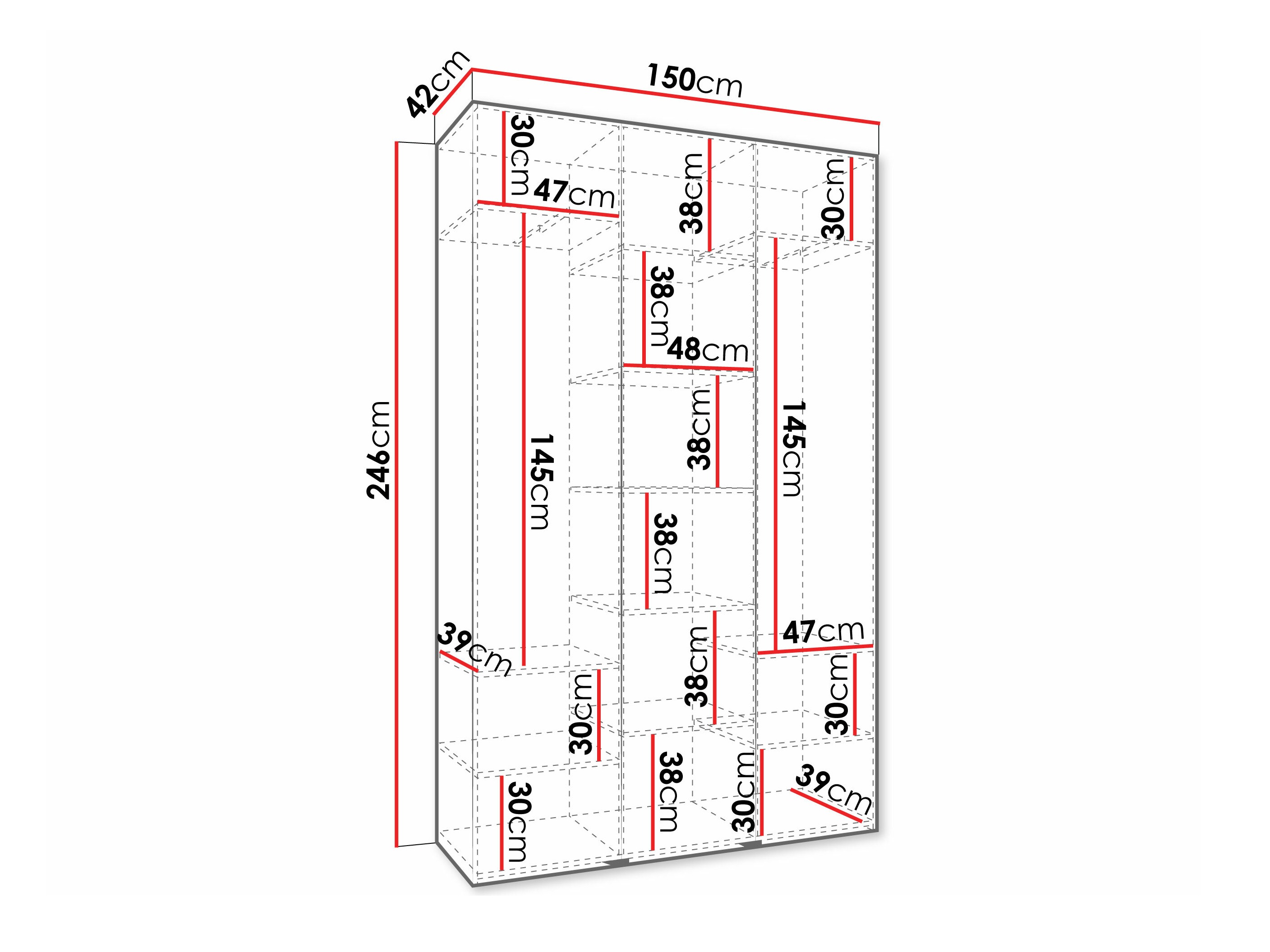 Riidekapp Hartford 573 (Valge)