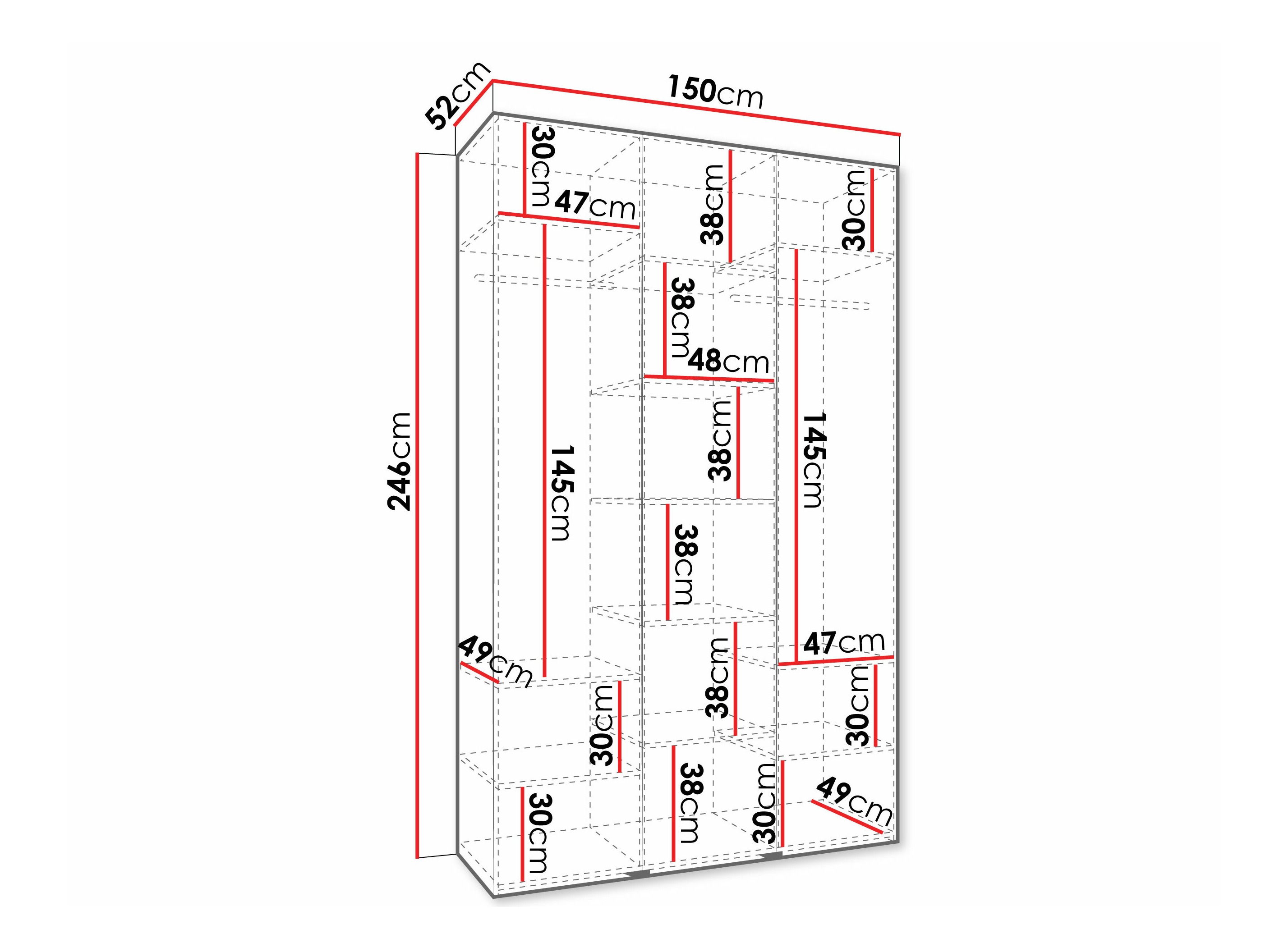 Riidekapp Hartford 573 (Valge)