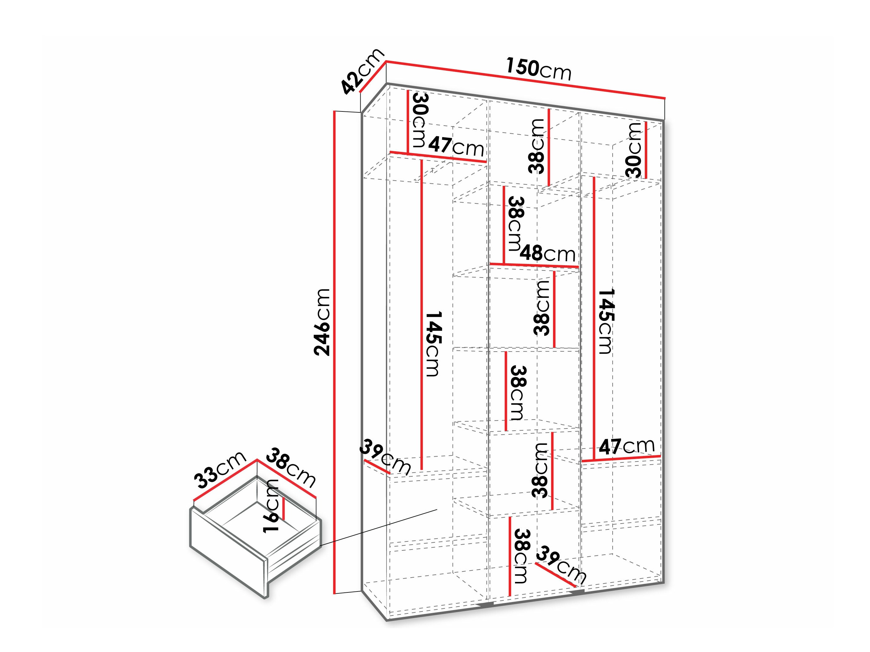 Riidekapp Hartford 573 (Valge)