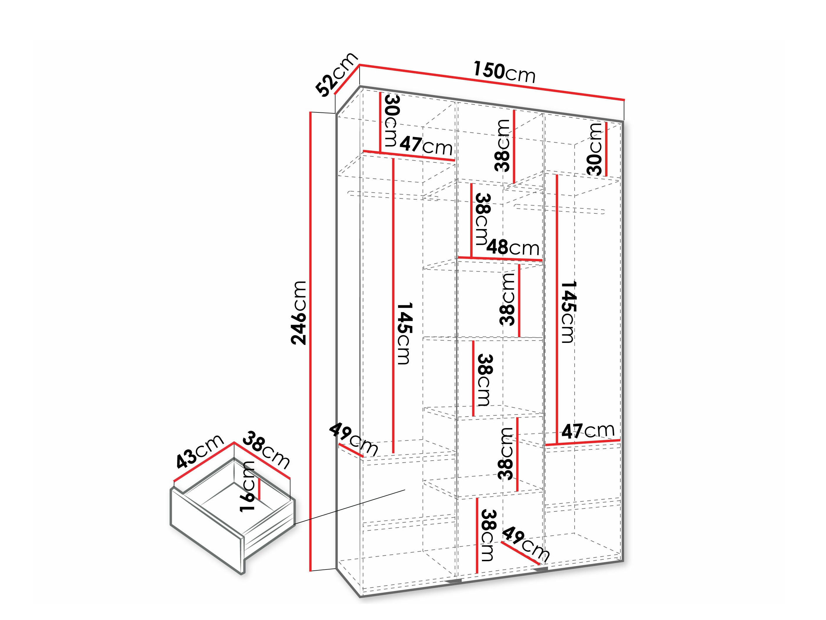 Riidekapp Hartford 573 (Valge)