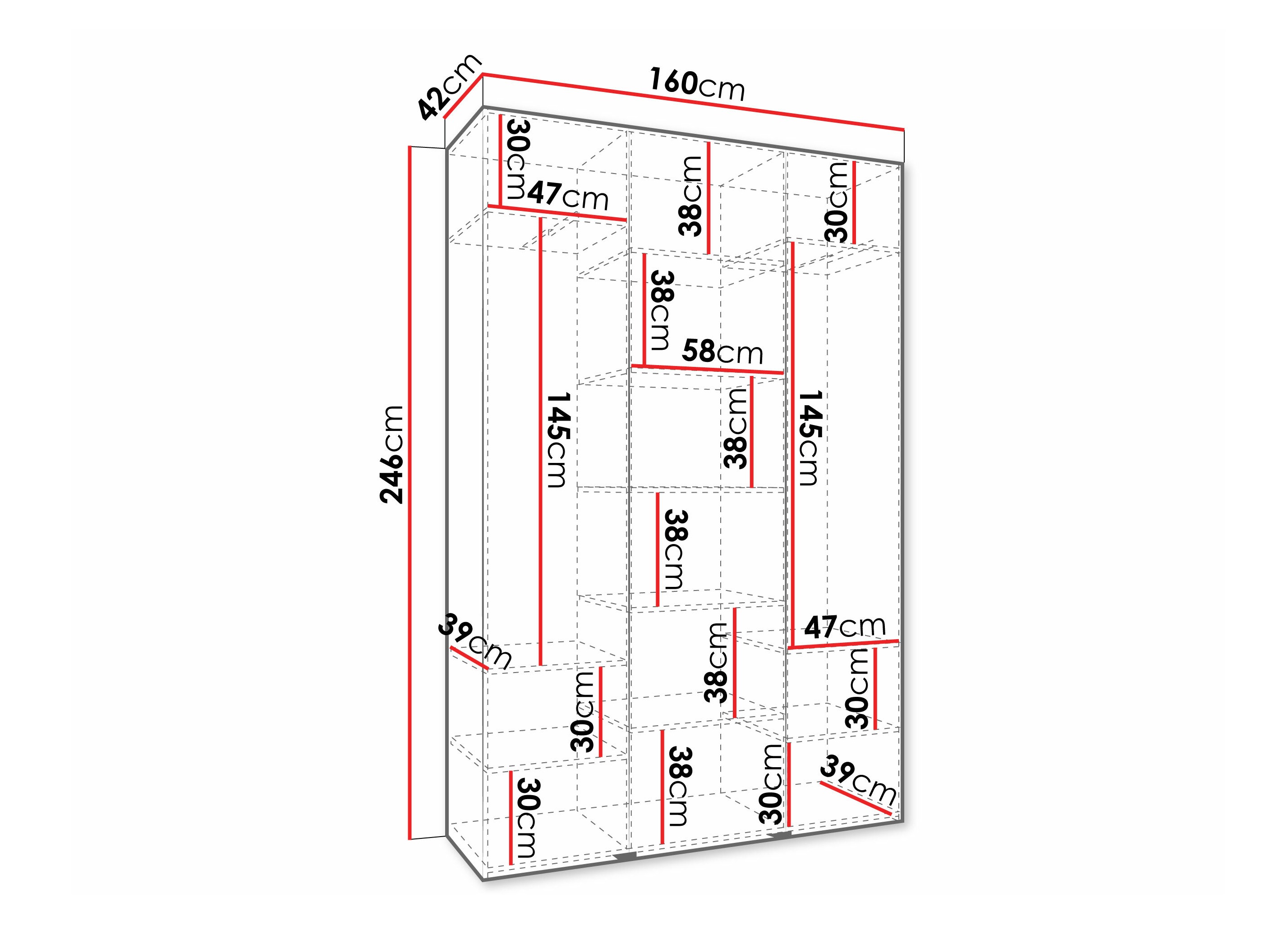 Riidekapp Hartford 573 (Valge)