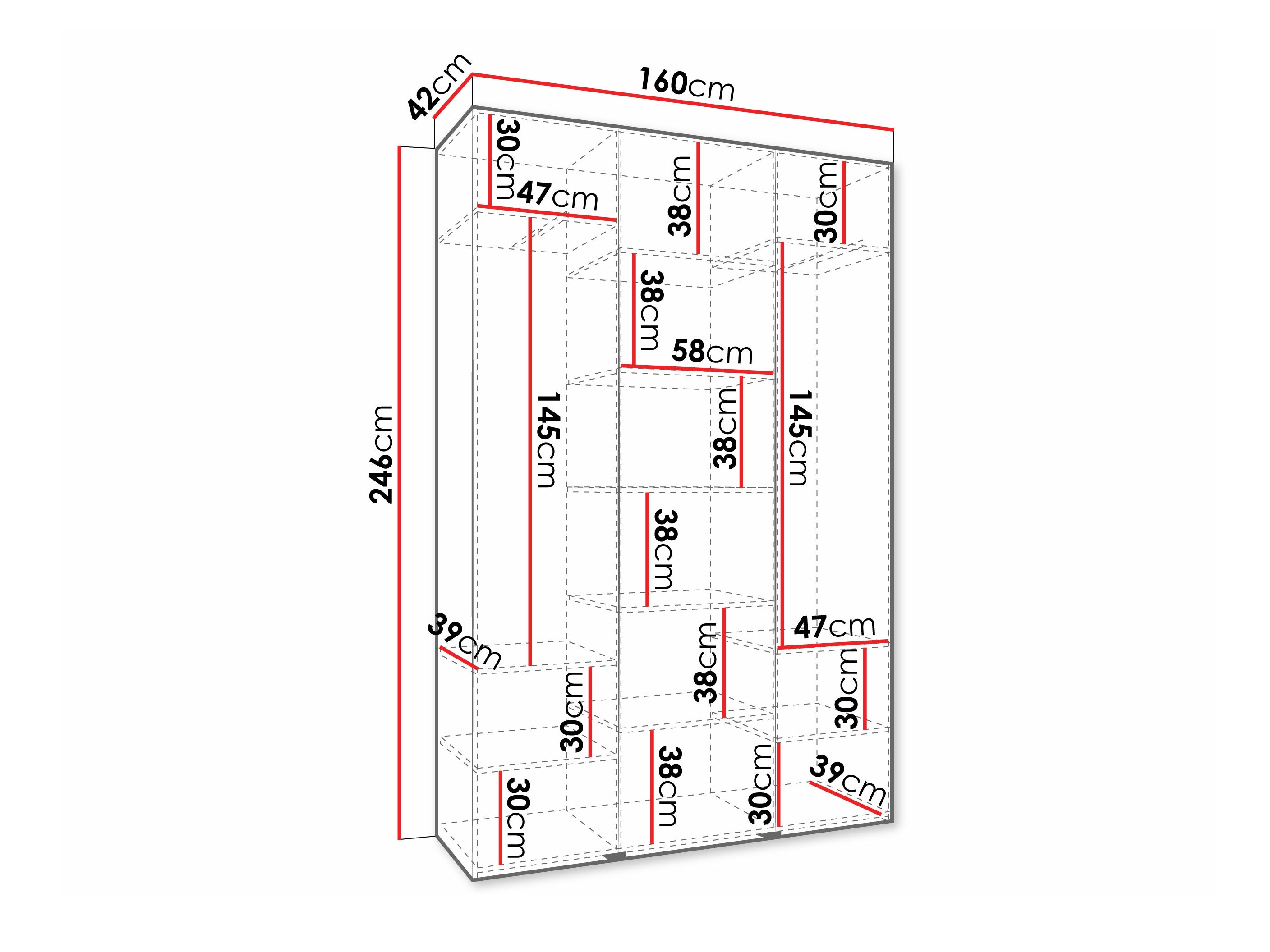 Riidekapp Hartford 573 (Valge)