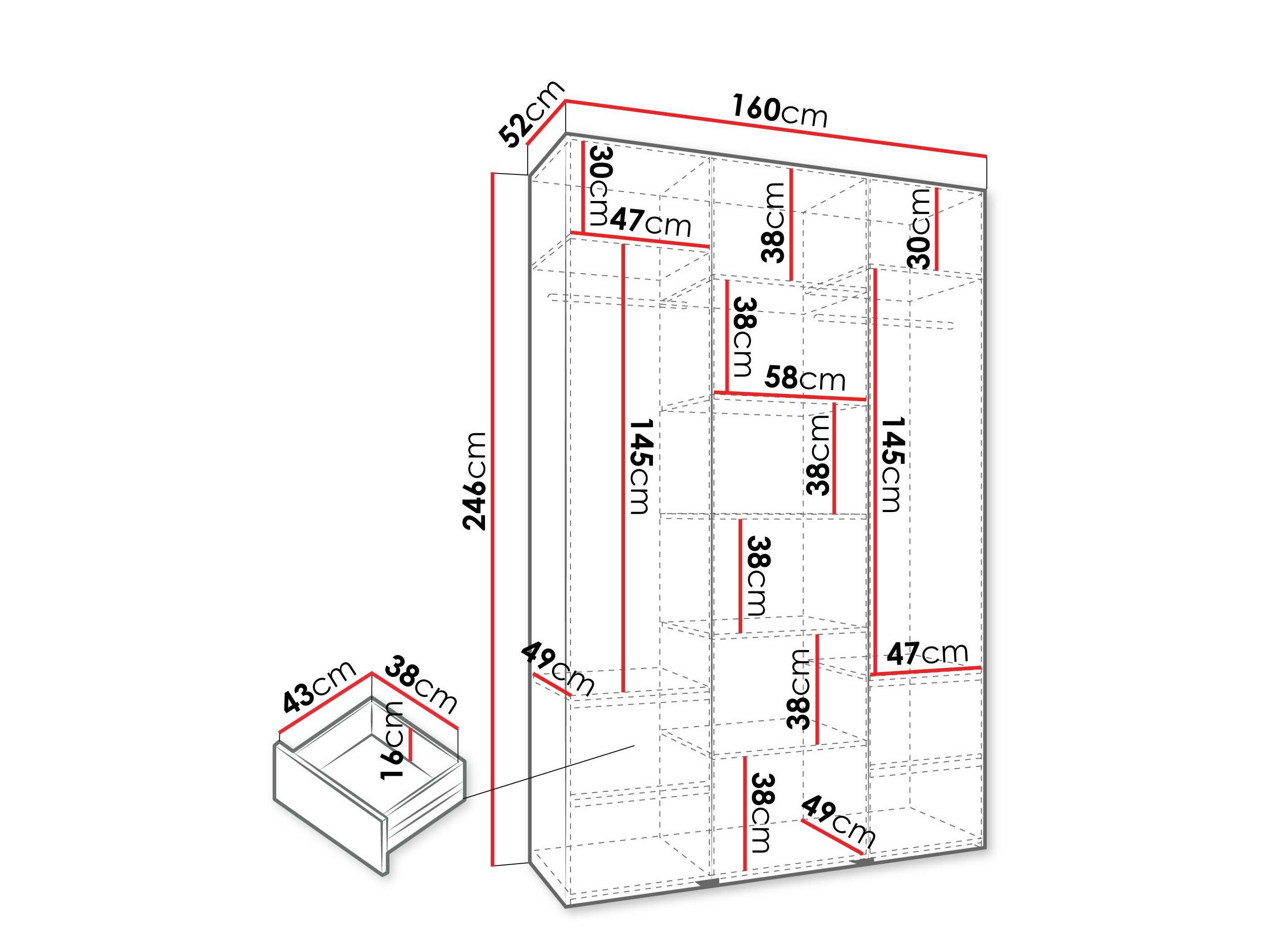 Riidekapp Hartford 573 (Valge)