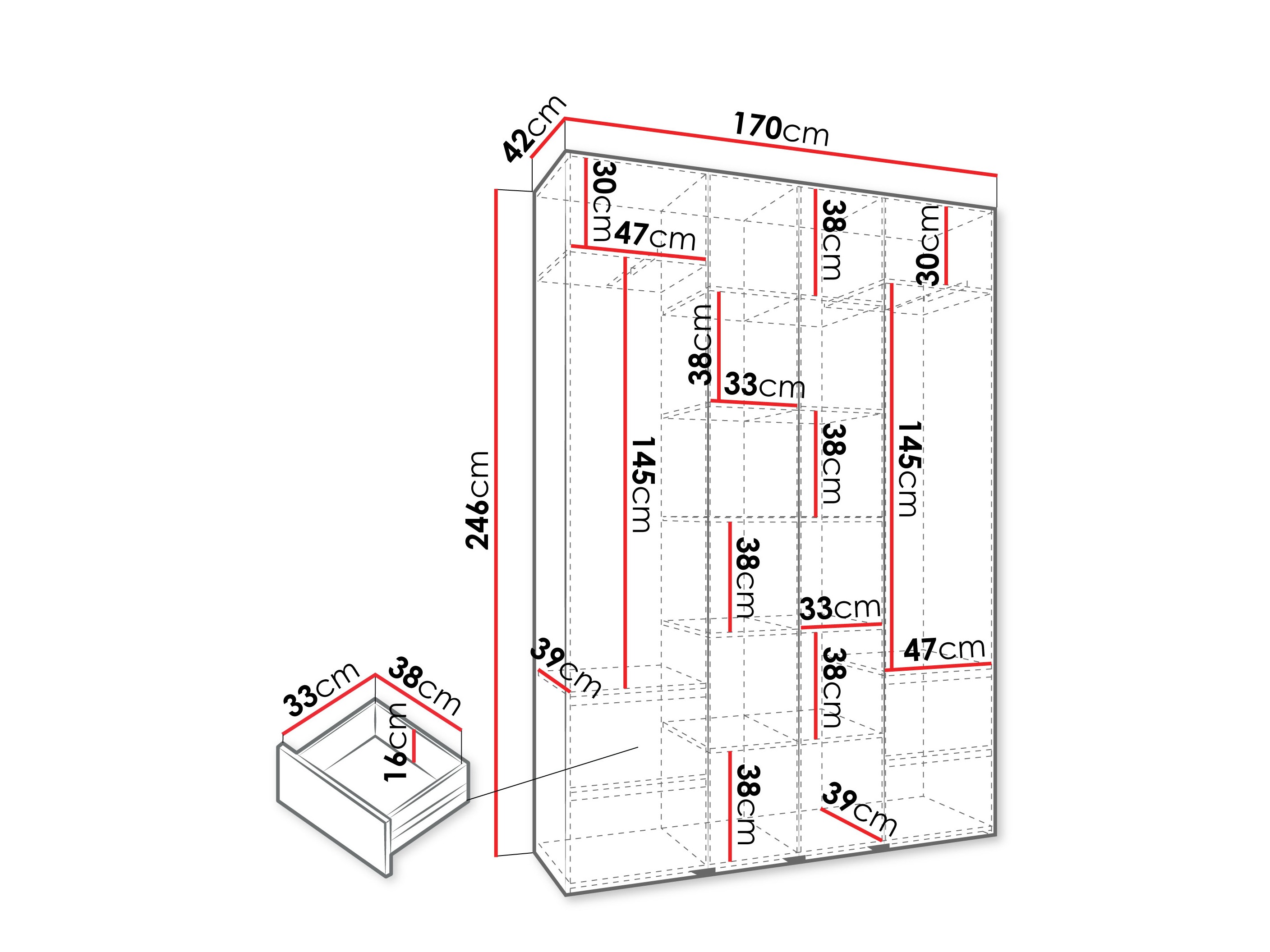 Riidekapp Hartford 574 (Valge)