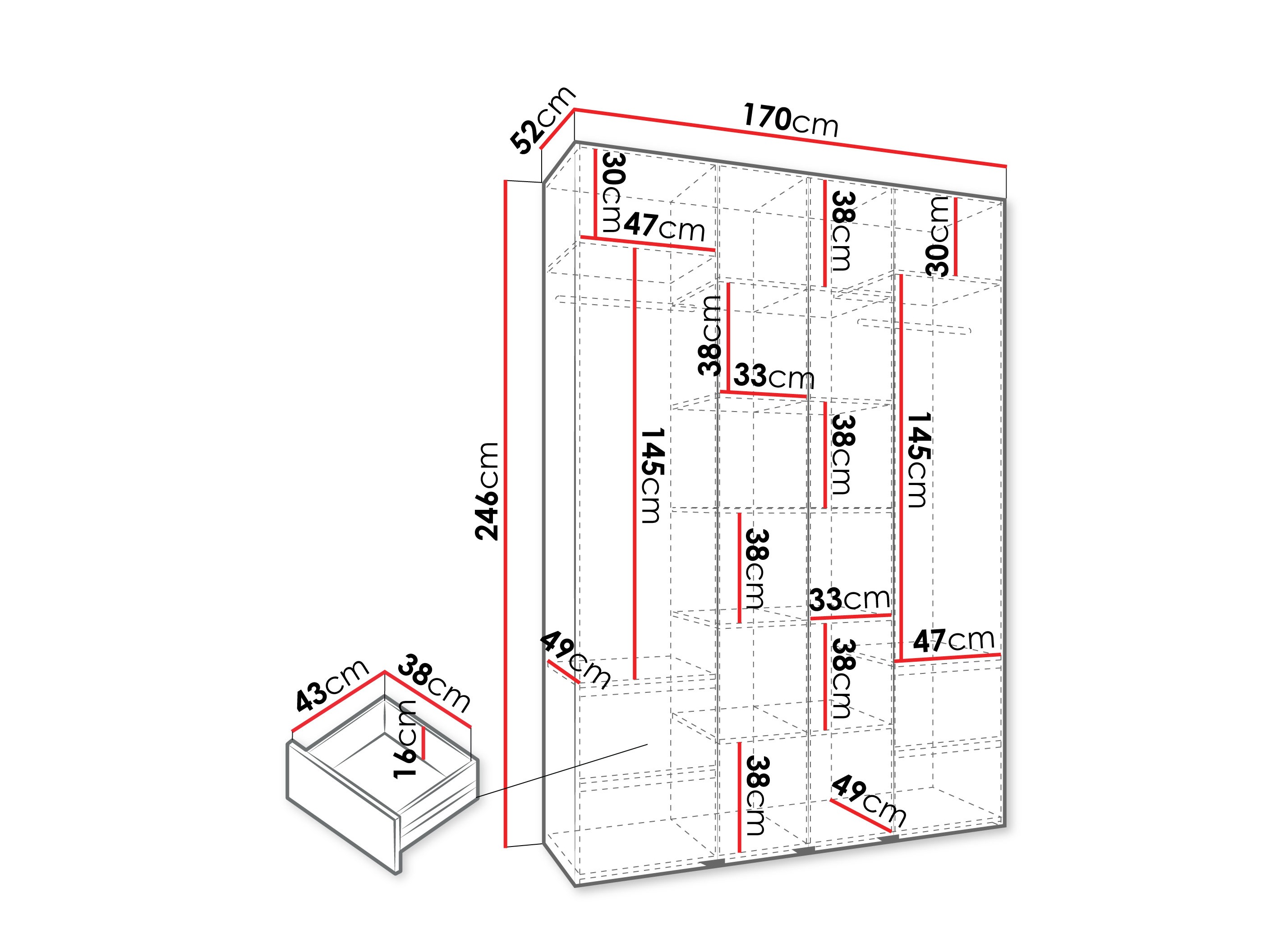 Riidekapp Hartford 574 (Valge)