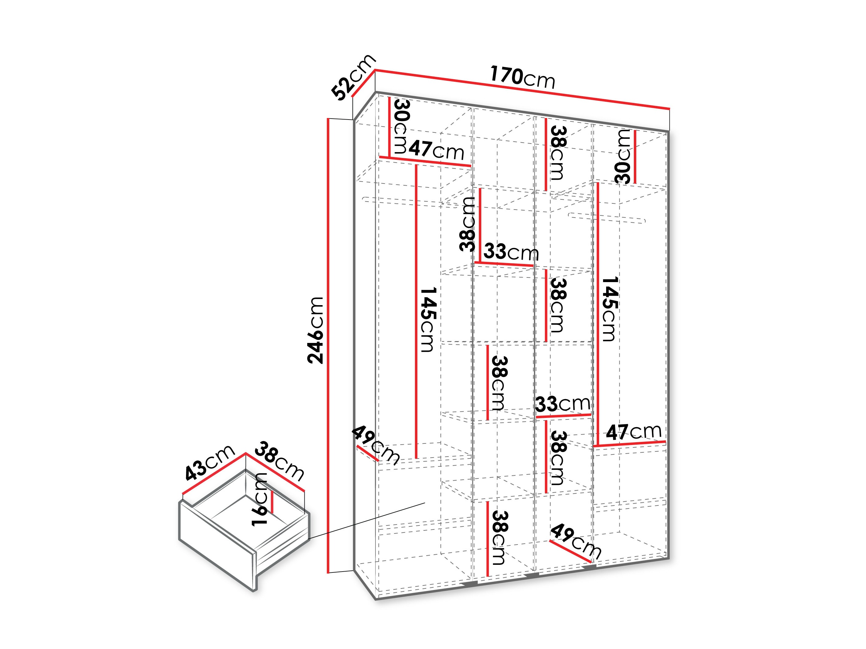 Riidekapp Hartford 574 (Valge)