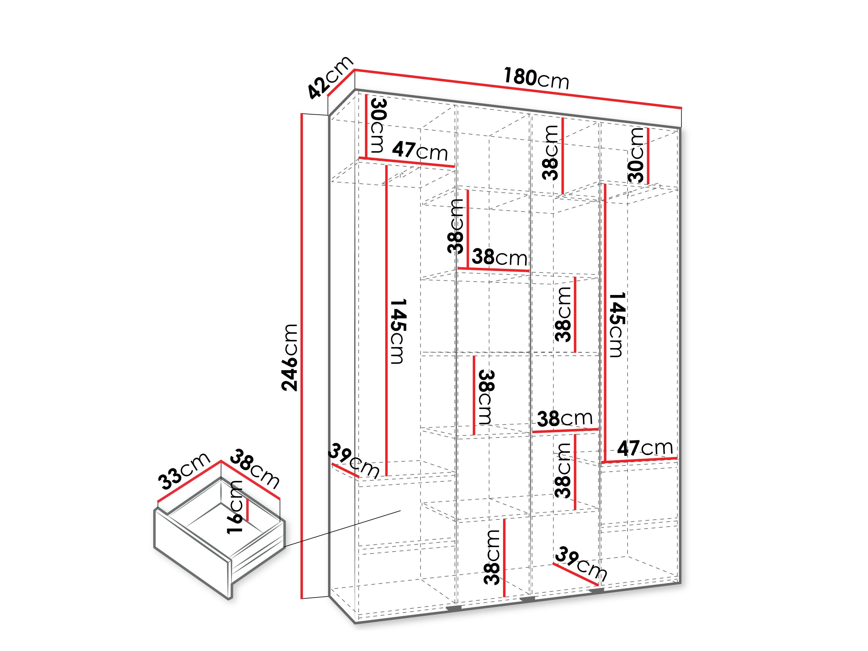 Riidekapp Hartford 574 (Valge)