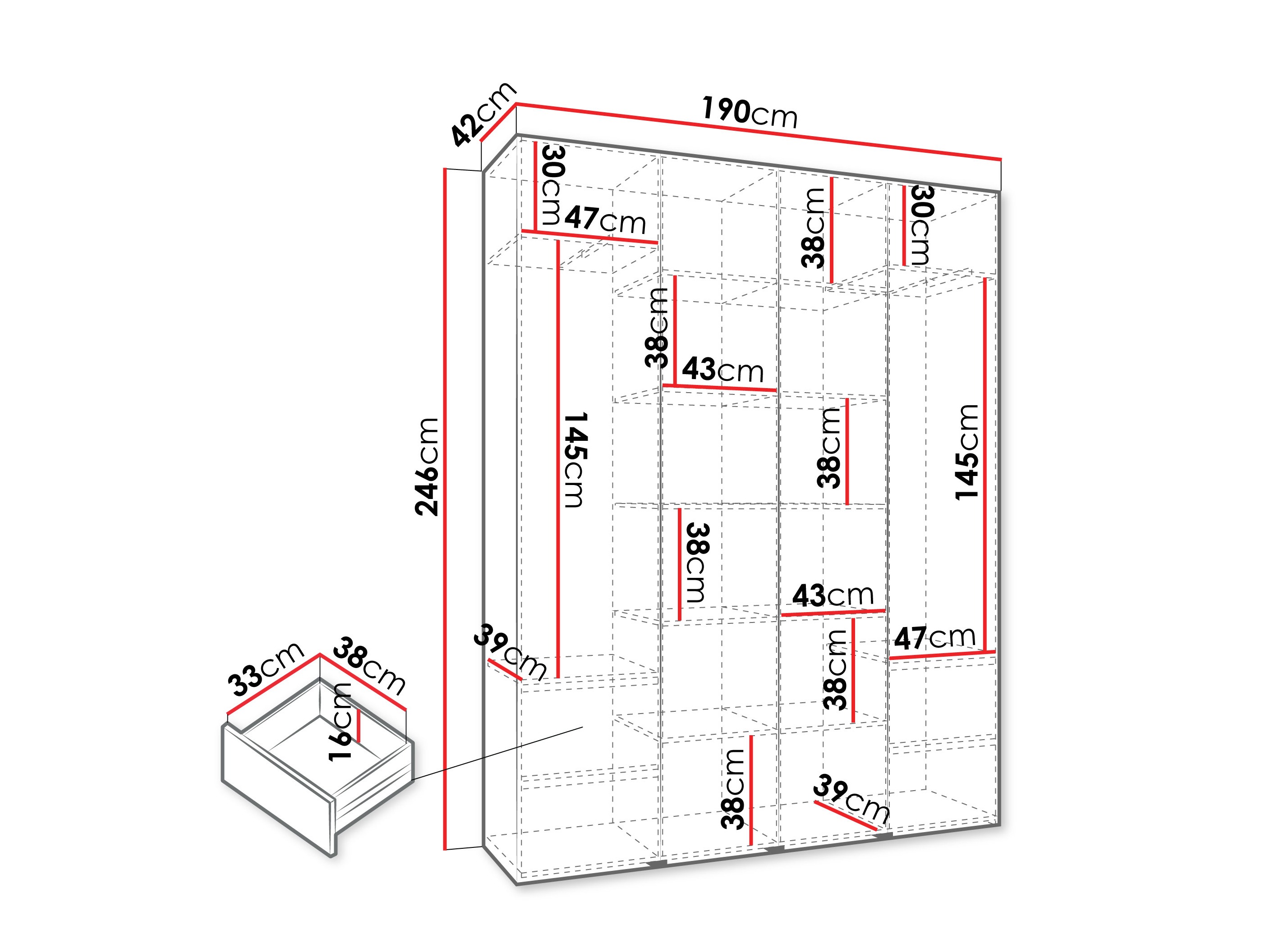 Riidekapp Hartford 574 (Valge)