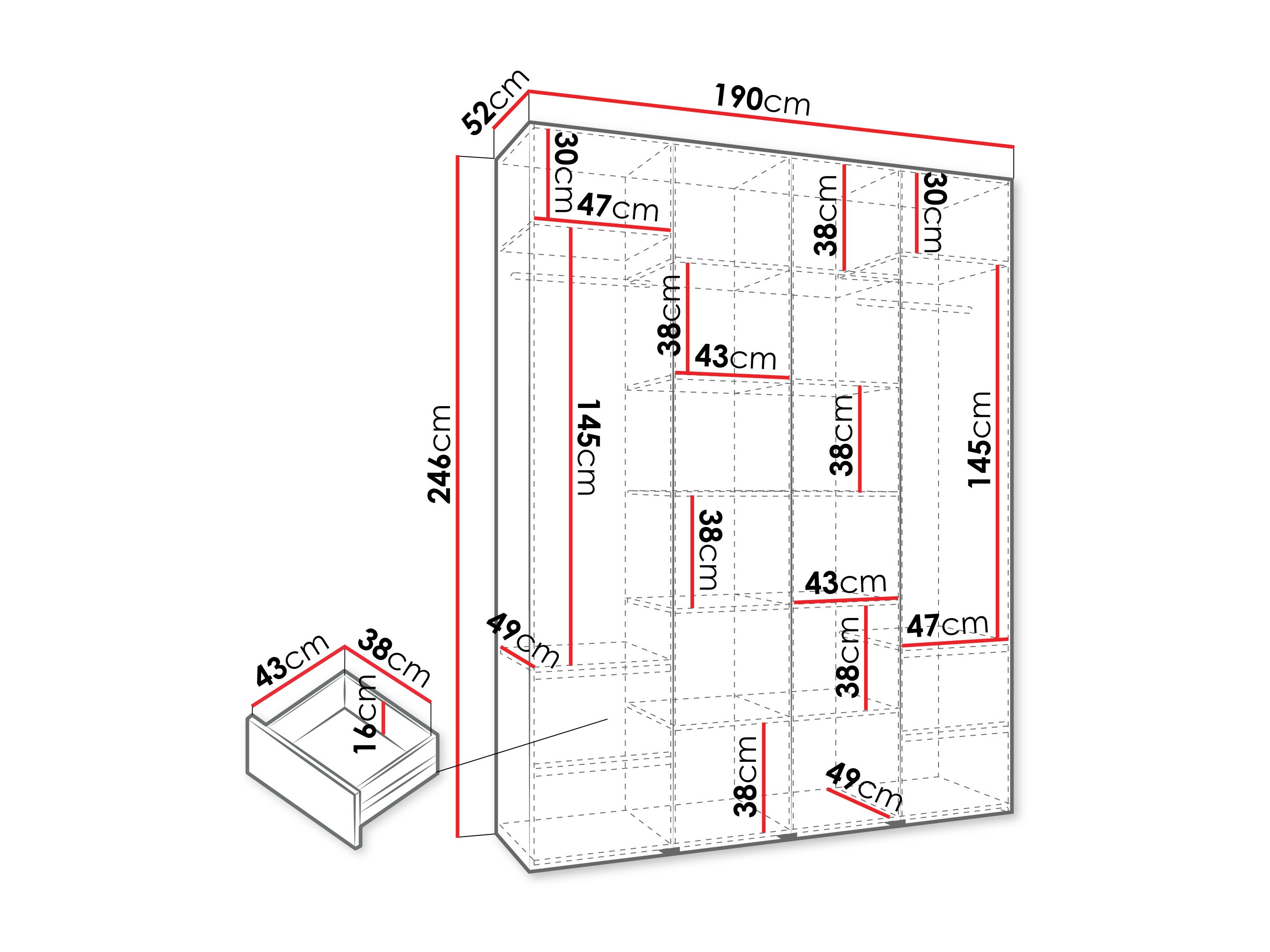 Riidekapp Hartford 574 (Valge)