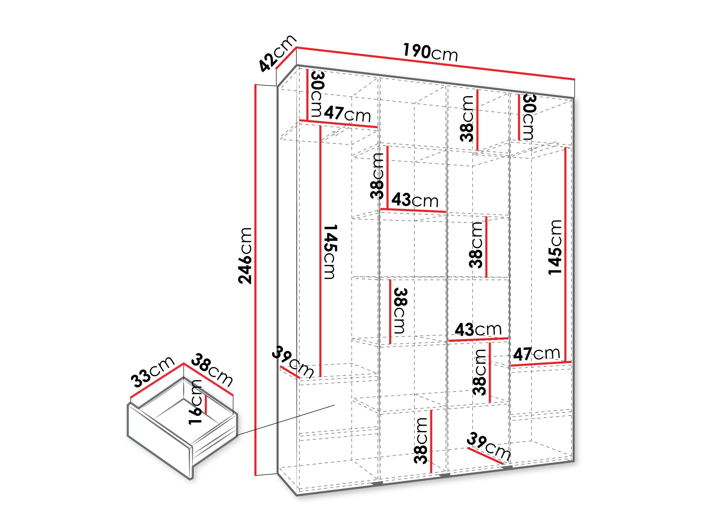 Riidekapp Hartford 574 (Valge)