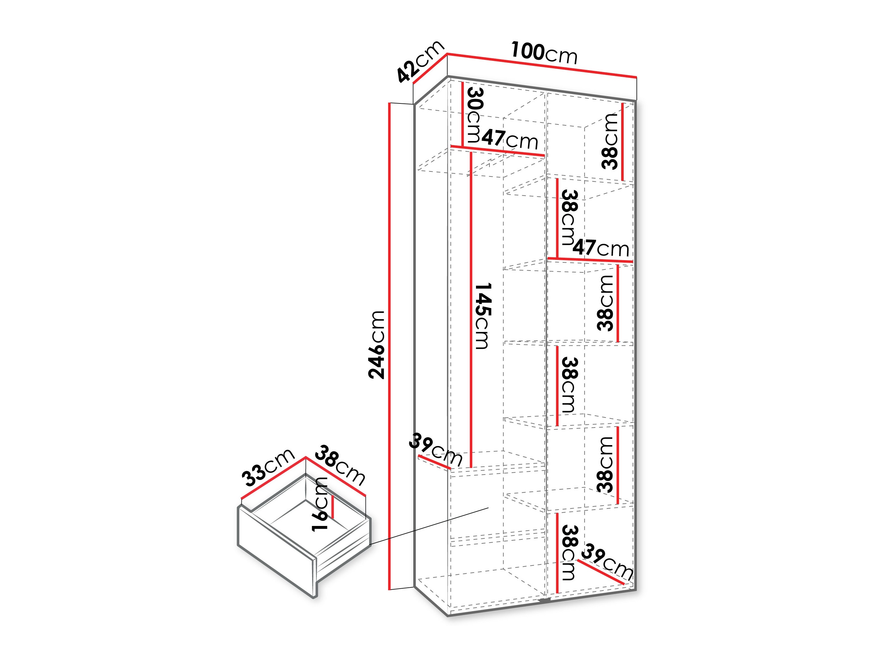 Riidekapp Hartford 540 (Valge)