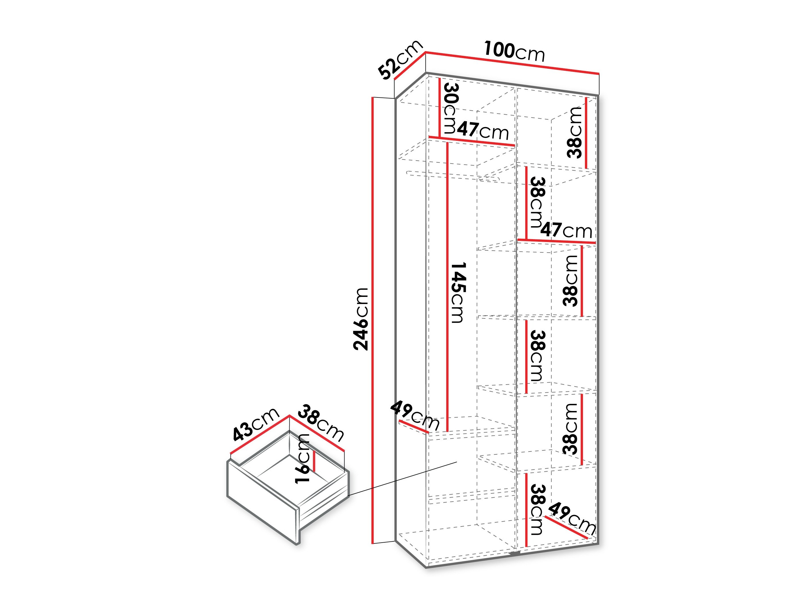 Riidekapp Hartford 540 (Valge)