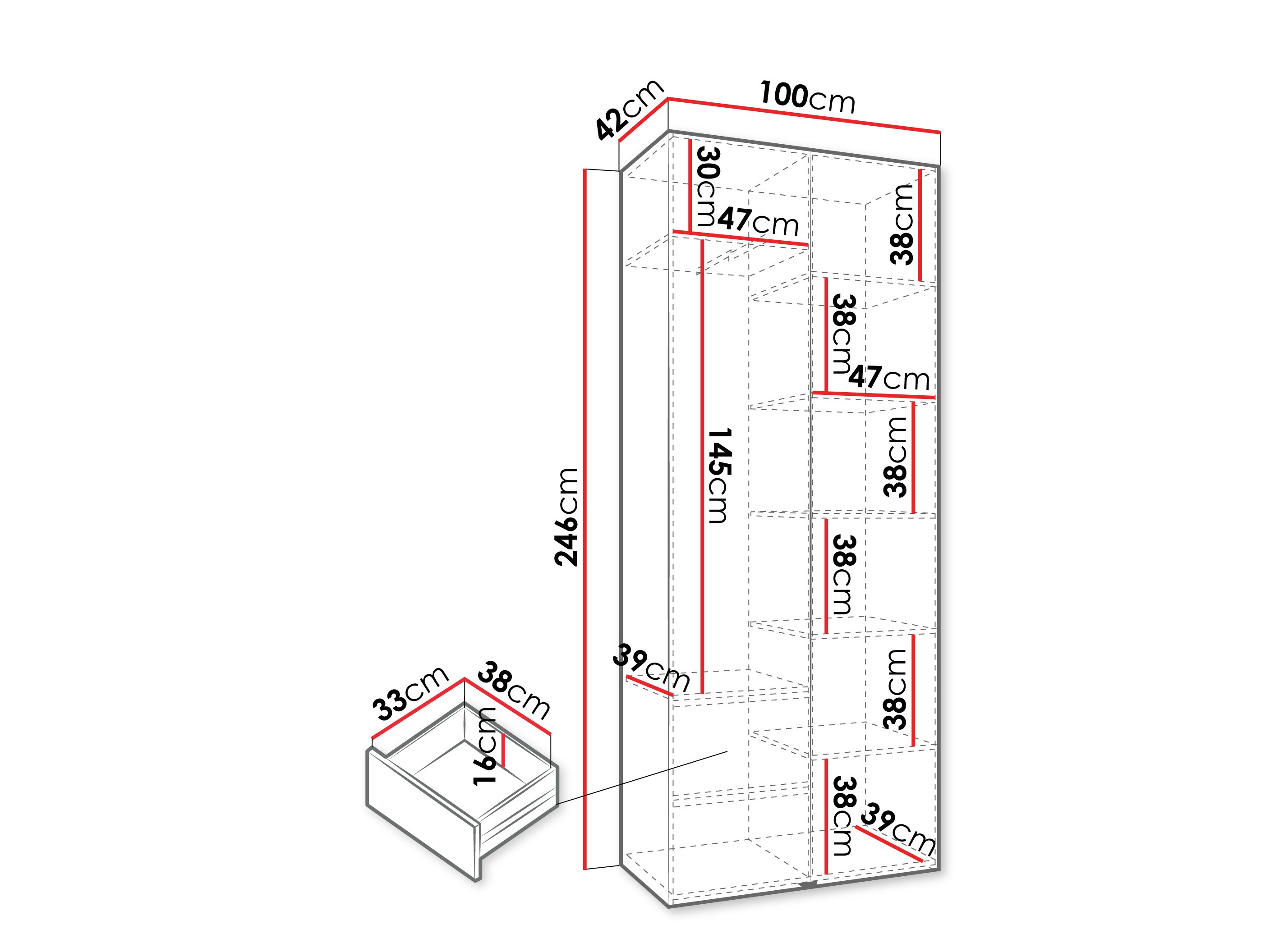 Riidekapp Hartford 540 (Valge)