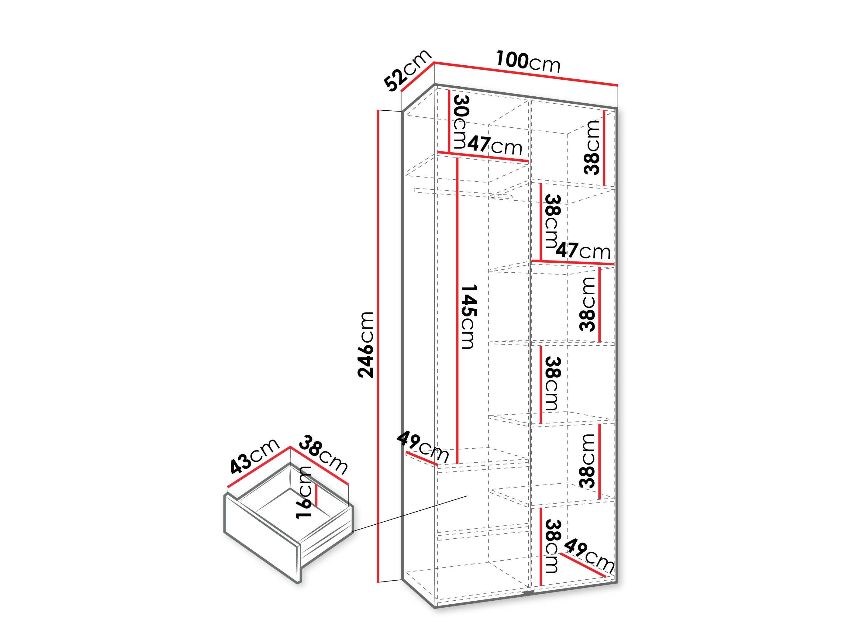 Riidekapp Hartford 540 (Valge)
