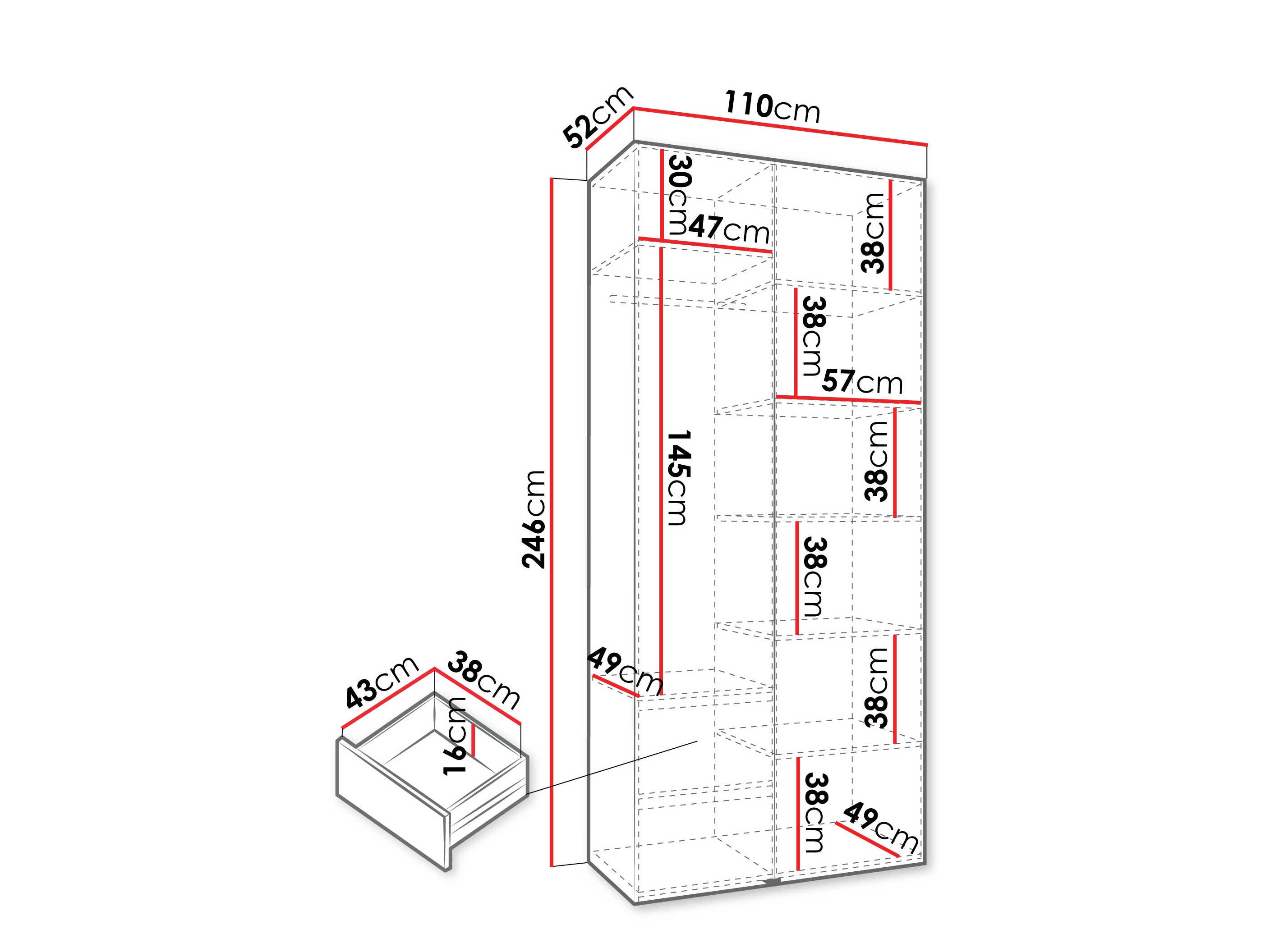 Riidekapp Hartford 540 (Valge)