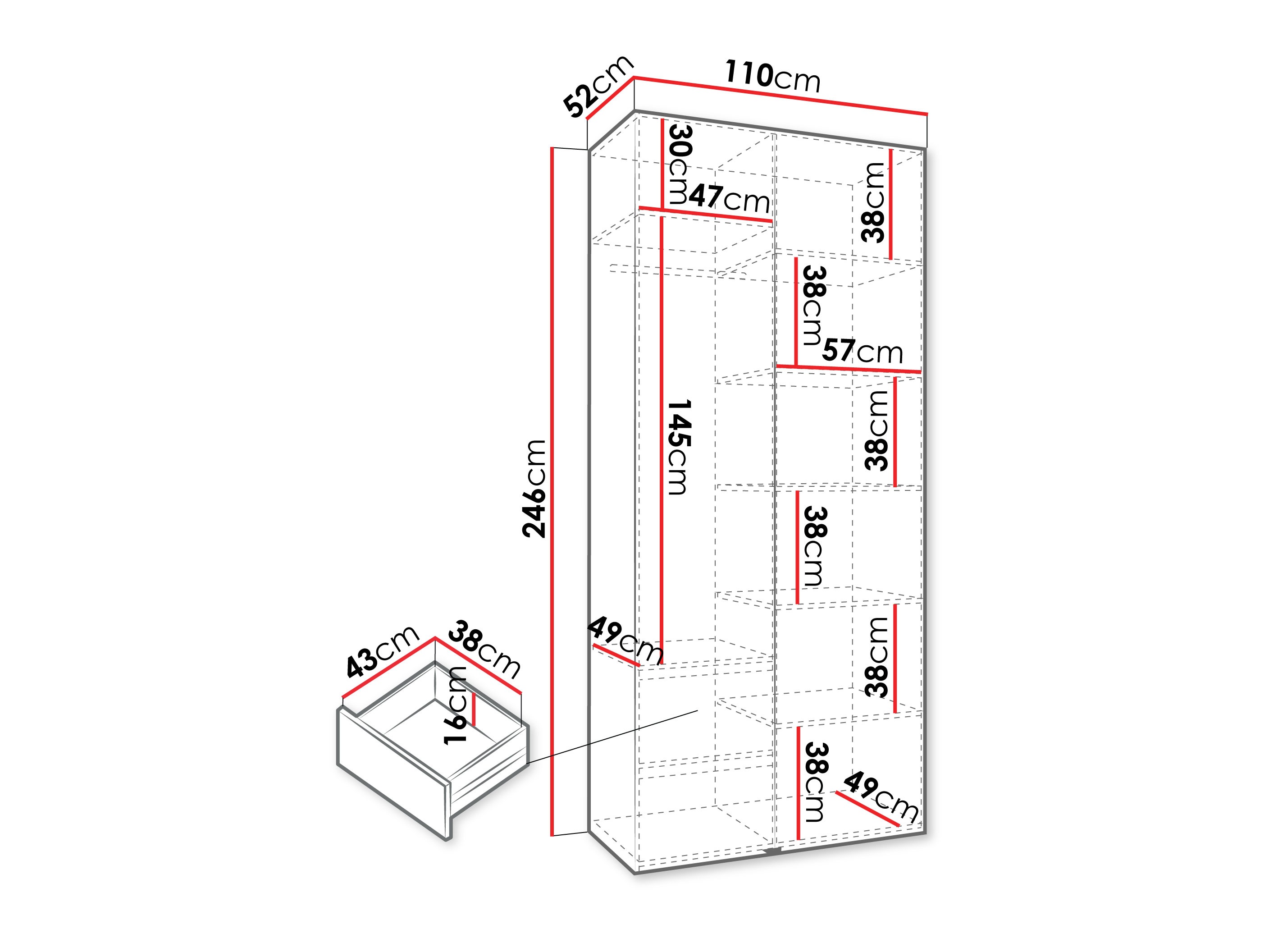 Riidekapp Hartford 540 (Valge)