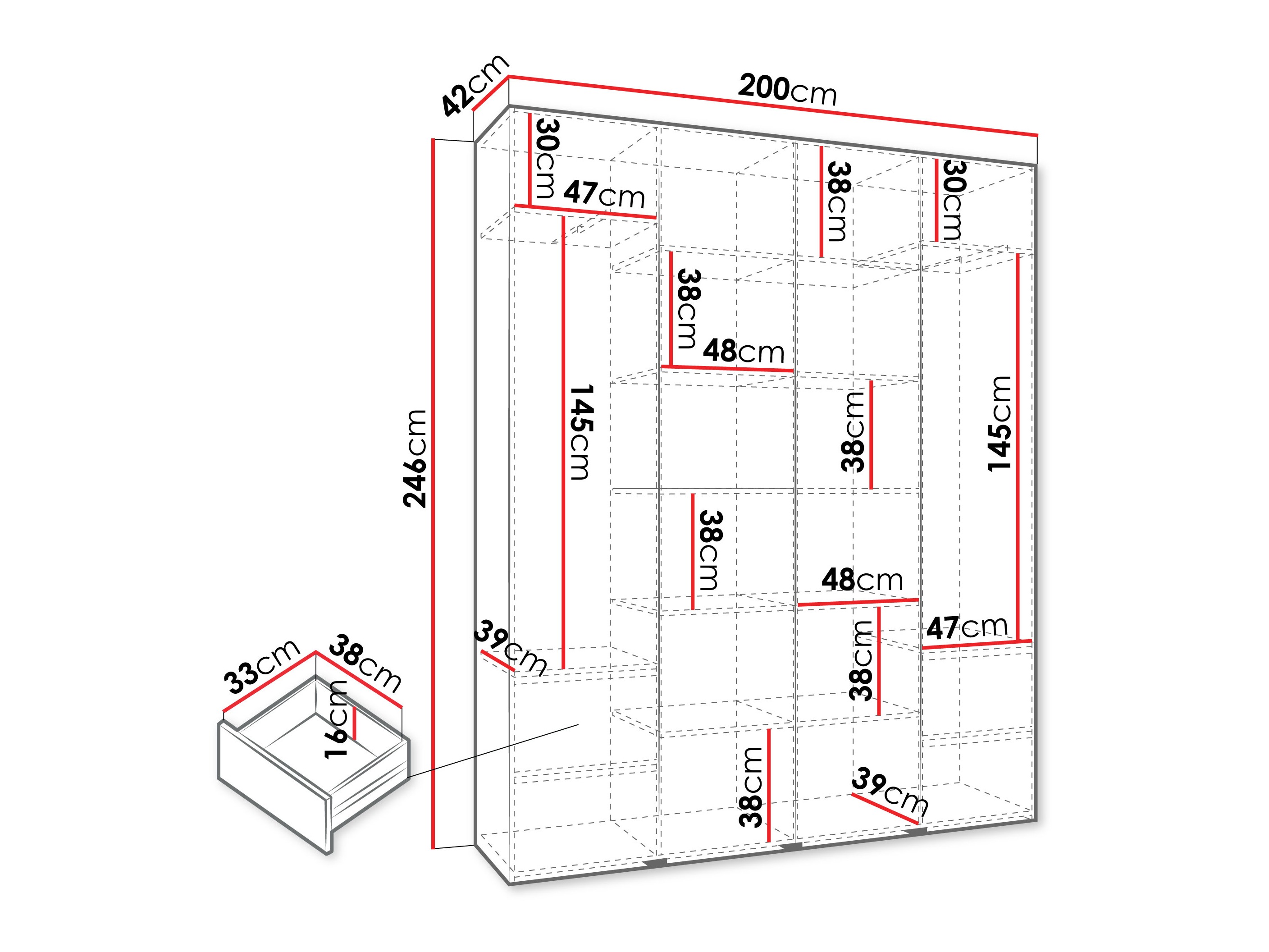 Riidekapp Hartford 574 (Valge)